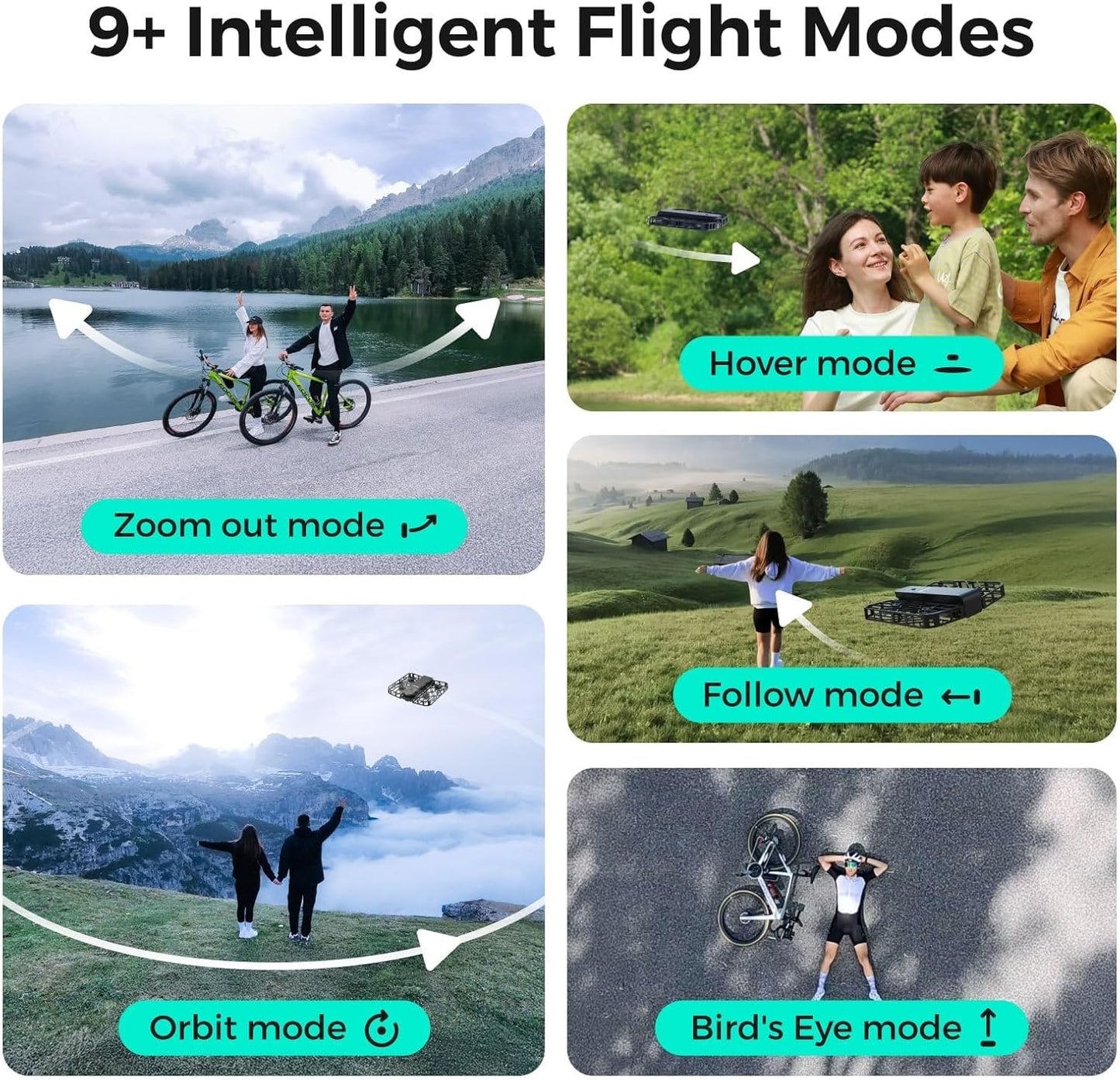 X1 Drone with Camera, Self-Flying Camera Drone with Follow Me Mode, Foldable Mini Drone with HDR Video Capture, Palm Takeoff, Intelligent Flight Paths, Hands-Free Control Black (Combo Plus)