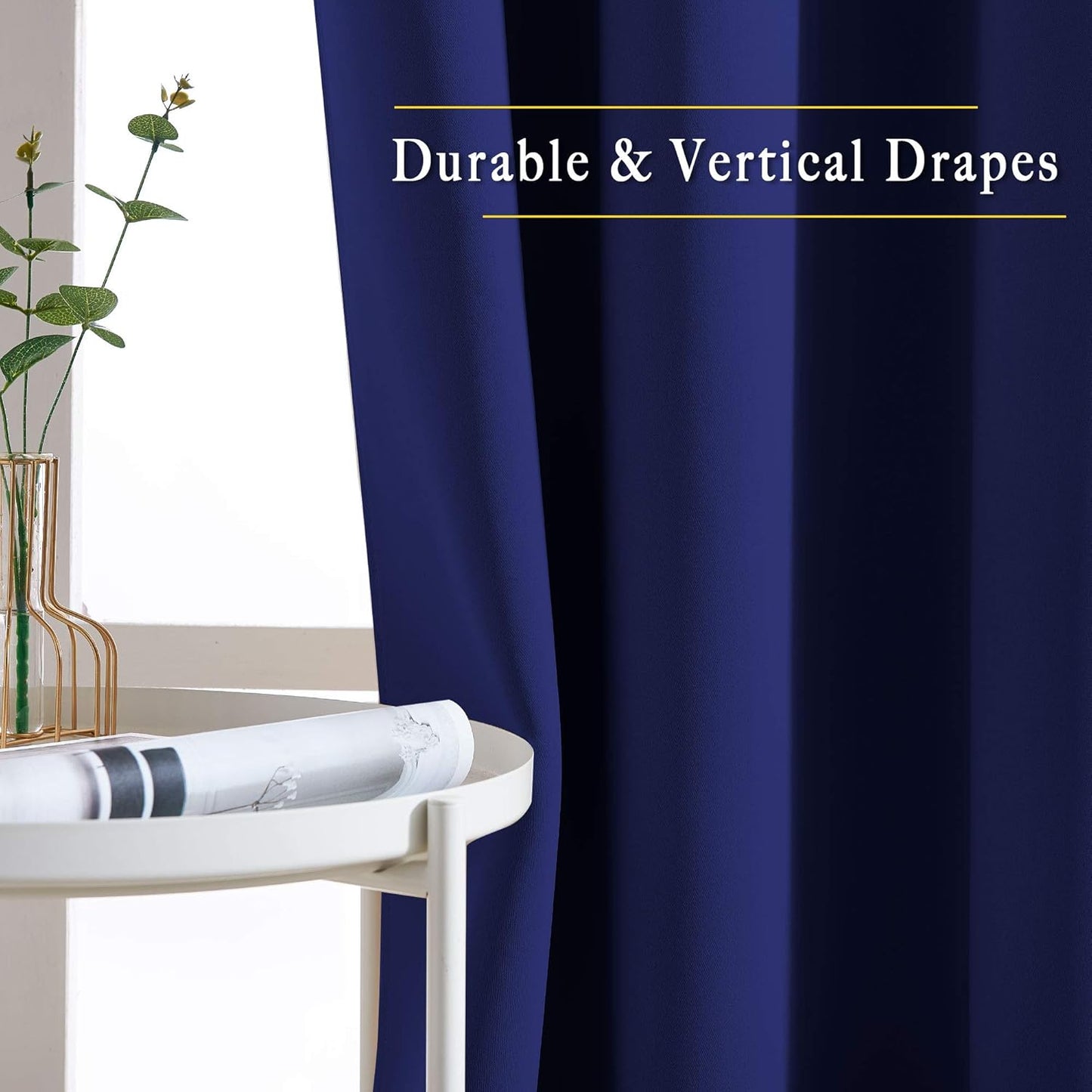 NICETOWN Blackout Curtains Panels for Bedroom - 3 Pass Microfiber Noise Reducing Thermal Insulated Solid Ring Top Blackout Window Drapes (2 Panels, 66 x 90 Inch, Navy Blue)
