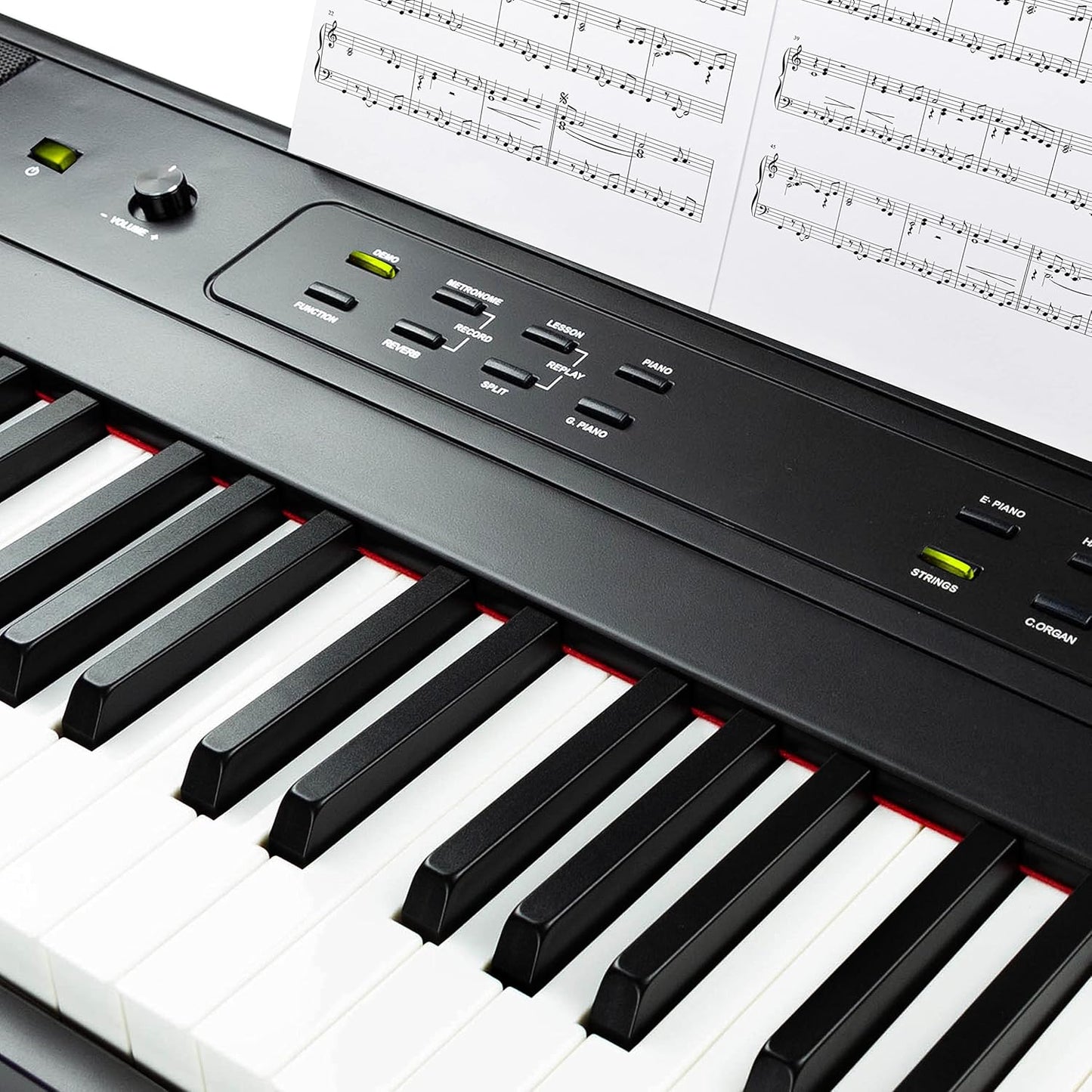RockJam 88 Key Digital Piano with Full Size Semi-Weighted Keys, Power Supply, Sheet Music Stand, Piano Note Stickers & Simply Piano Lessons