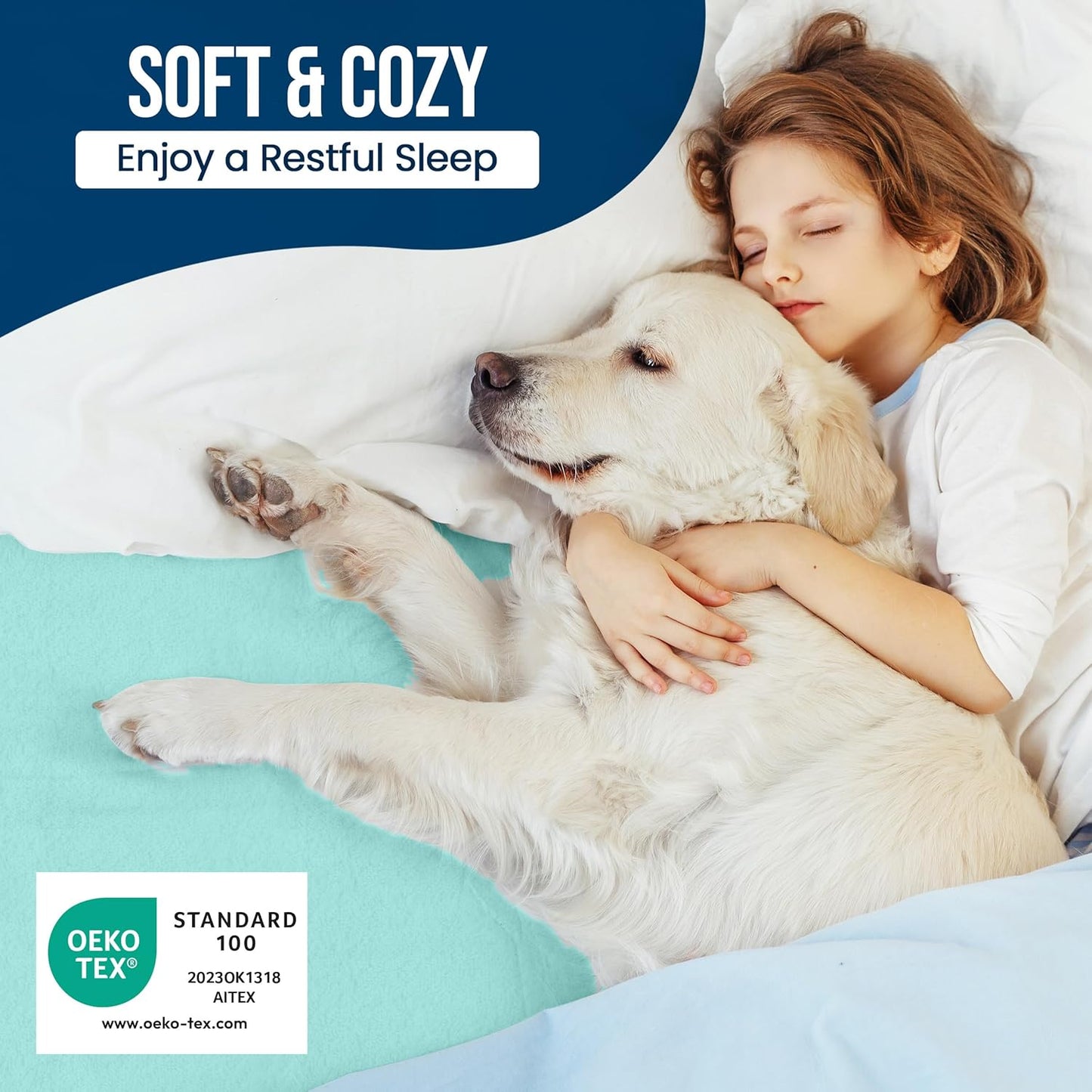 Utopia Bedding Waterproof Mattress Protector Full Size, Premium Terry Mattress Cover 200 GSM, Breathable, Fitted Style with Stretchable Pockets (Spa Blue)