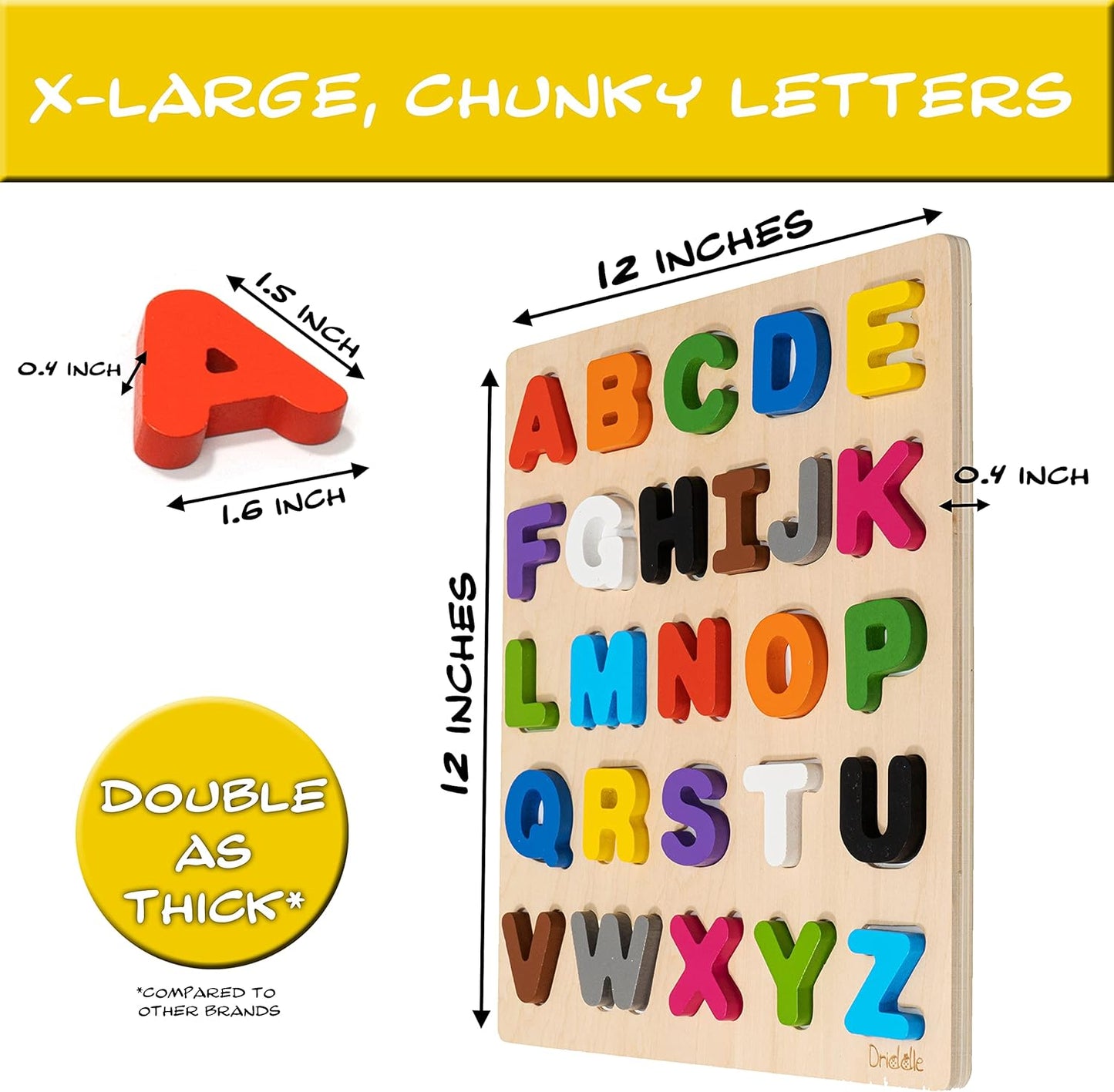Magnetic Wooden Educational ABC Puzzle - Learn Alphabet & Color Recognition Toy – Toddler Preschool Game – Kids Montessori Education…