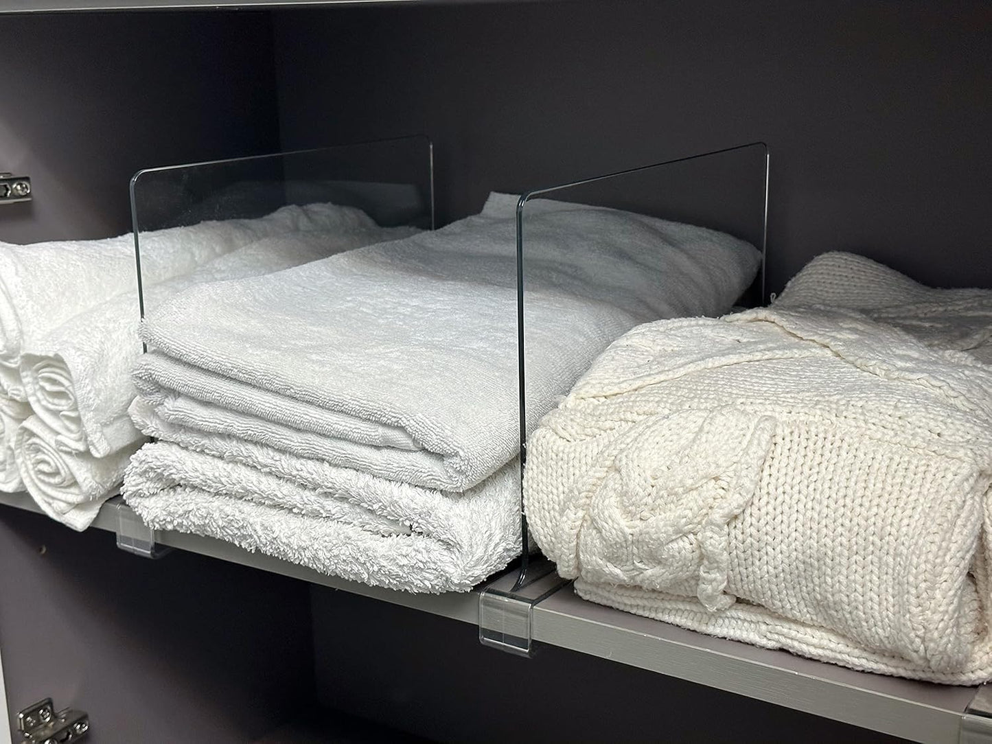 LikeU 8 PCS Acrylic Shelf Dividers for Closets,Wood Shelf Dividers,Clear Shelf Separators,Perfect for Clothes Organizer and Bedroom Kitchen Cabinets Shelf Storage and Organization