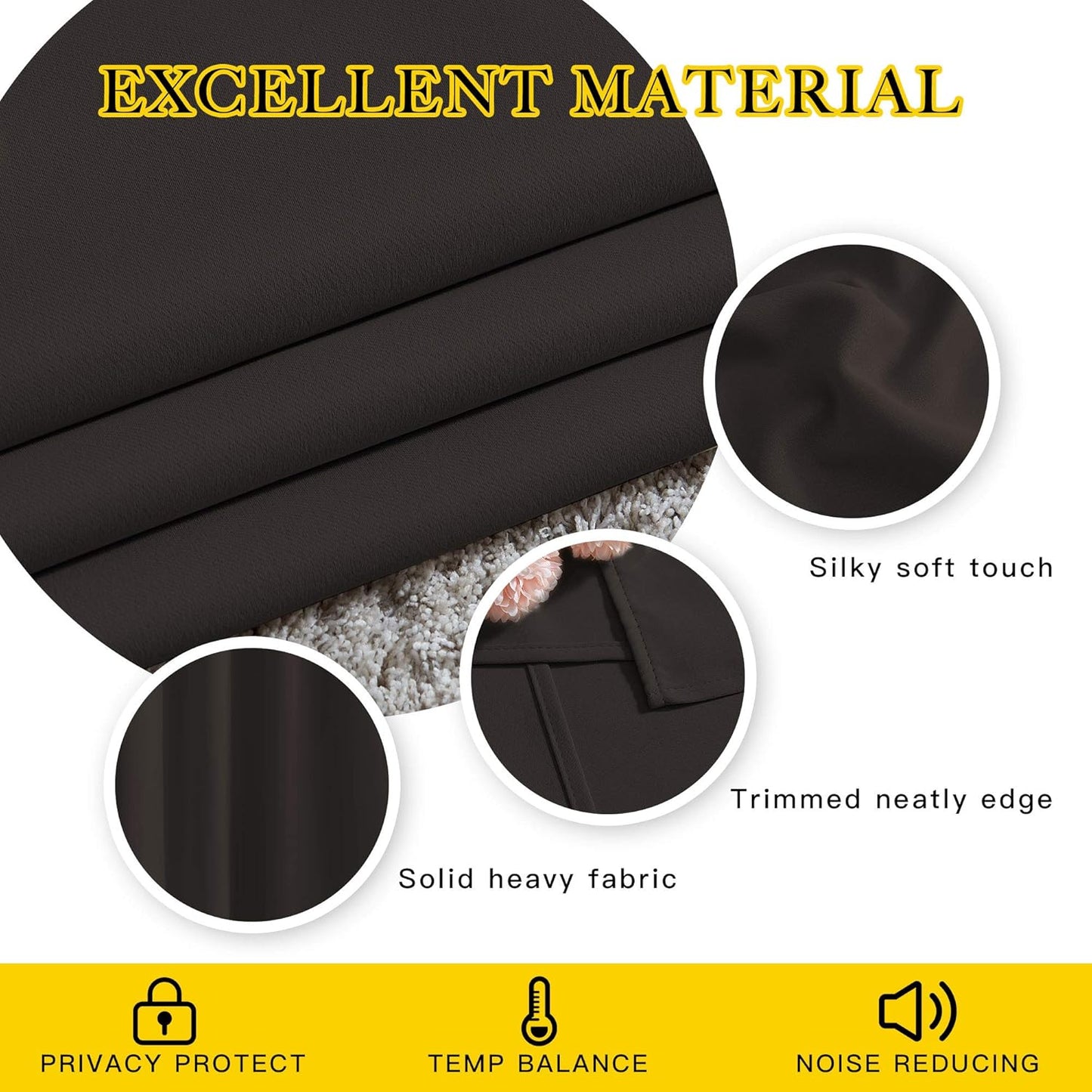 NICETOWN Toffee Brown Blackout Bedroom Curtains 96 inches Long, Grommet Thermal Insulated Room Darkening Window Treatments Sound Reducing for Living Room, W46 x L96, 2 Panels