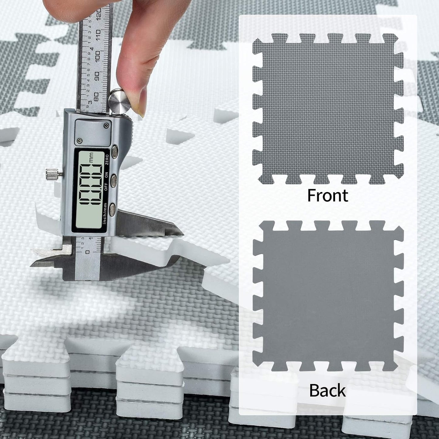 qqpp EVA Rubber 18 Tiles Interlocking Puzzle Foam Floor Mats - Baby Play Mat for Playing | Exercise Mat for Home Workout. White, Beige. QC-AJb18N