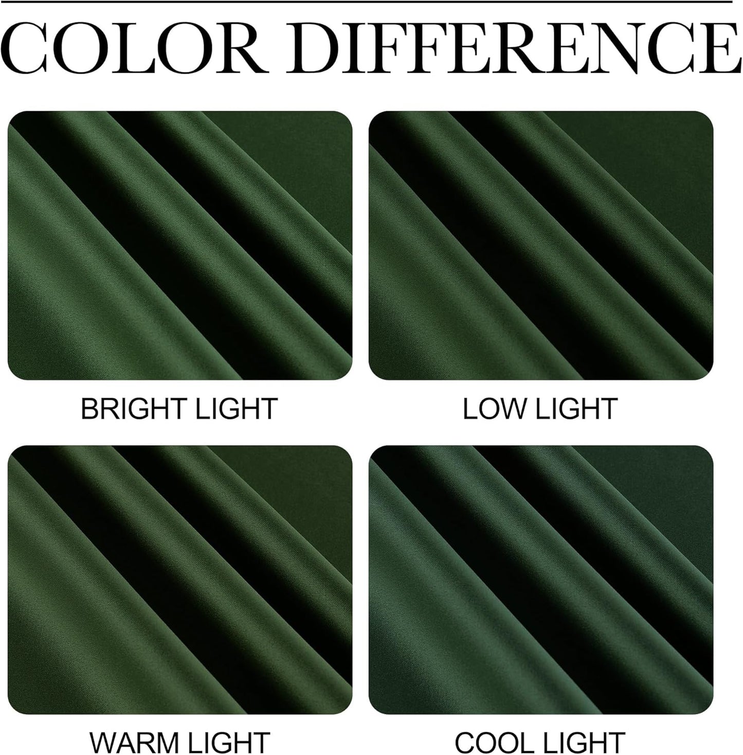 NICETOWN Dark Green Curtains for Bedroom, Grommet Blackout Window Treatments Faux Silk Room Darkening Thermal Window Treatments for Kids Room, 2 Panels, W52 x L63