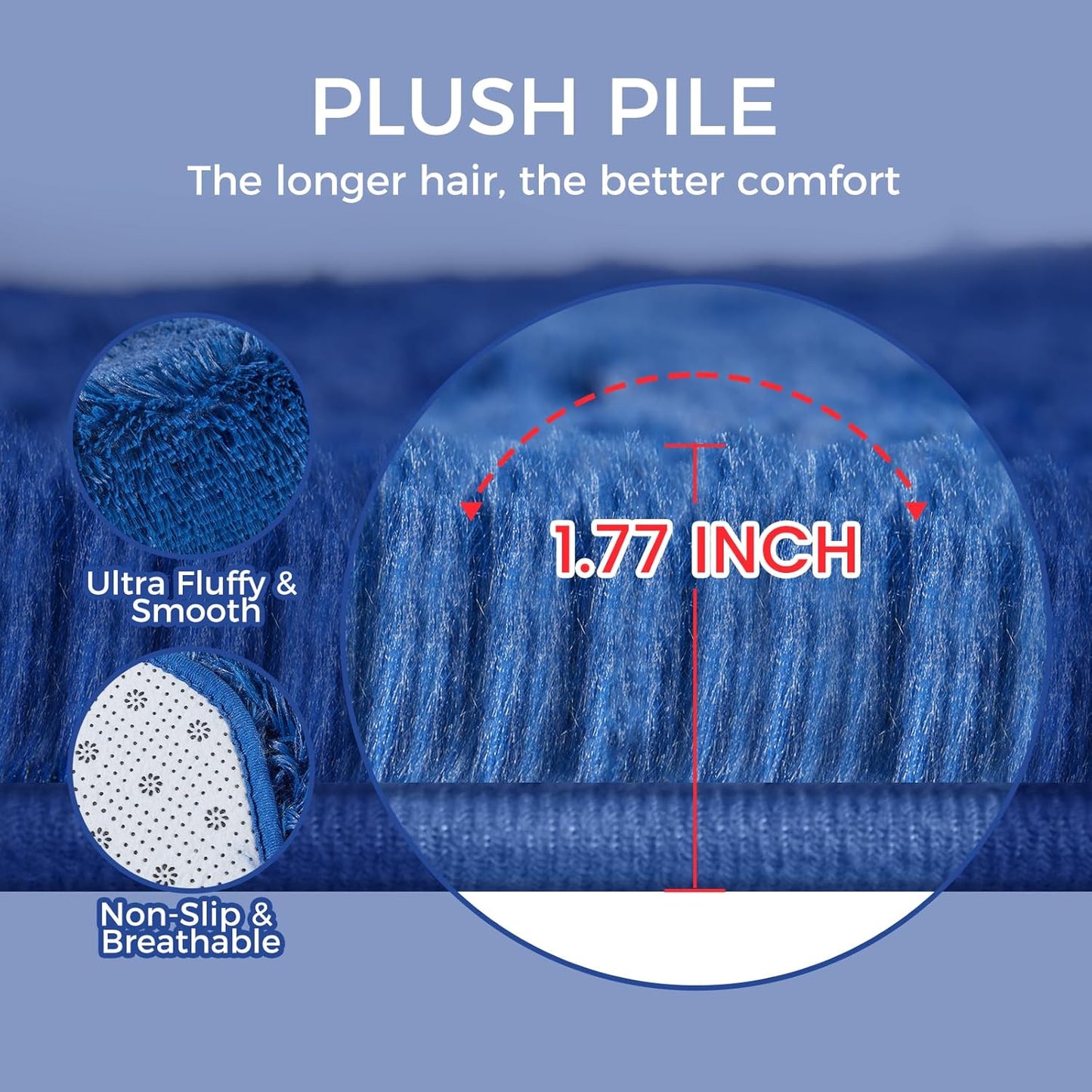 Ultra Soft Rug for Living Room, 9X12 Fluffy Shag Area Rug for Bedroom, Modern Shaggy Carpets Fuzzy Rug for Teens Dorm Nursery Home Decor Aesthetic, Upgrade Anti-Skid Durable, Blue