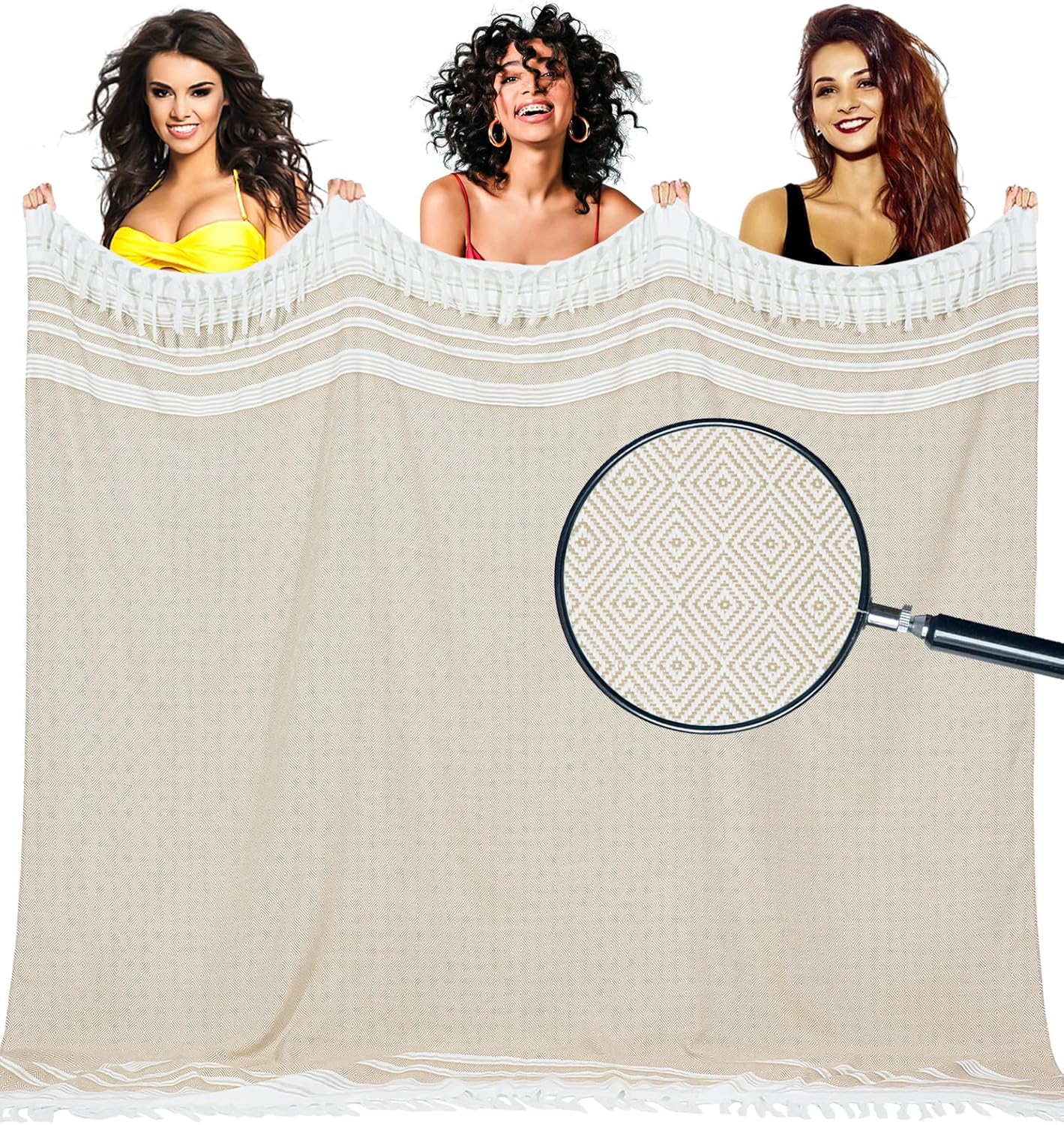 Oversized Turkish Beach Towel Blanket Cotton Giant XL Sandproof Towels Huge Linen XXL Extra Large Big Throw Quilt Blankets for Adults Cloud Travel Camping Glamping Accessories Essentials