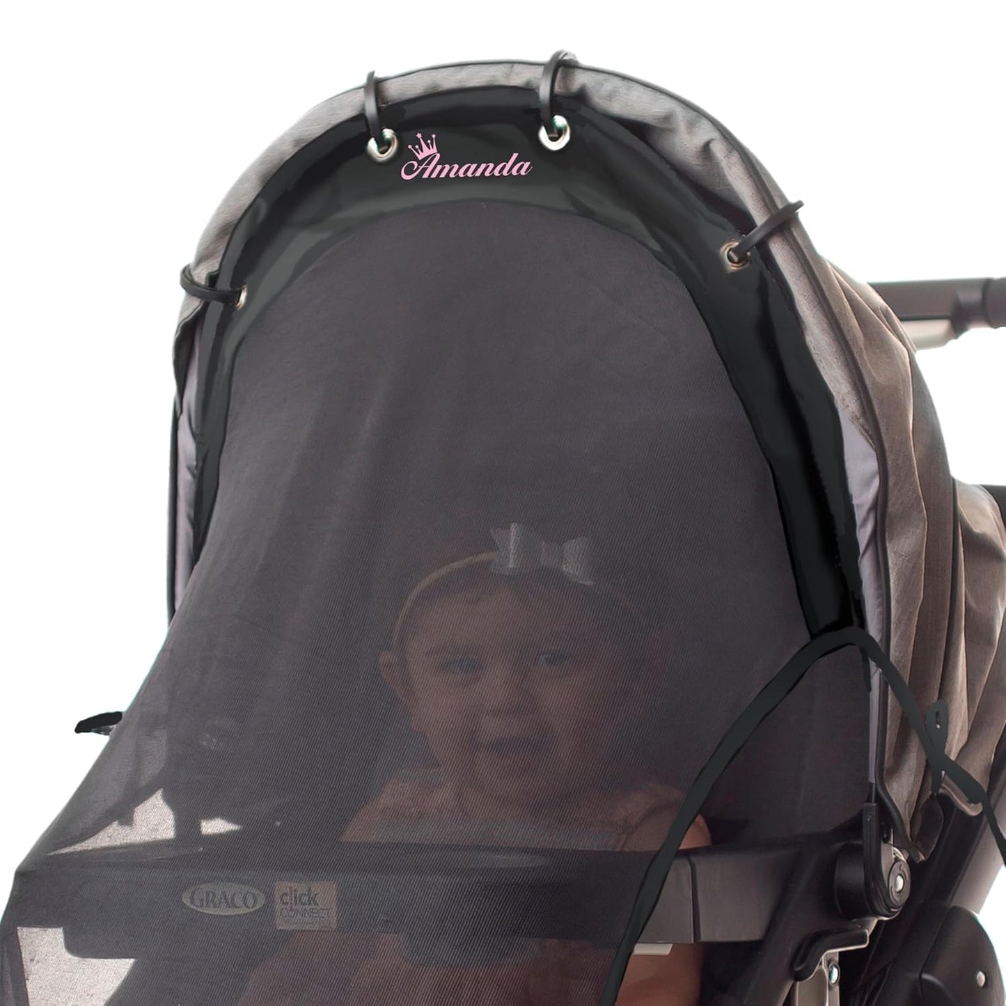 Stroller Sun Shade - Universal UV Protection Cover for Strollers Sunshade with See Through, Clip-On Sun Blocker, Sun Shield for Baby, Breathable Adjustable Fit, Full Coverage, Custom