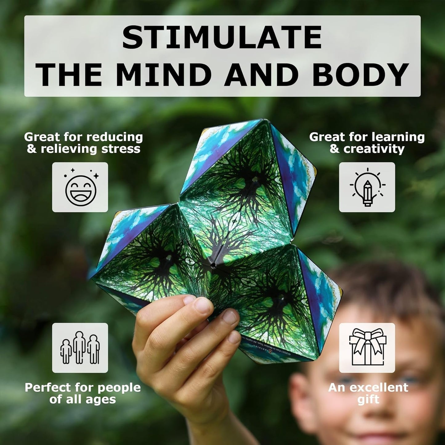 Shashibo Shape Shifting Box - Award-Winning Fidget Toy w/ 36 Rare Earth Magnets - Fidget Cube Transforms Into Over 70 Shapes, Sensory Toy Gift for Kids, Teens, and Adults (Wings)