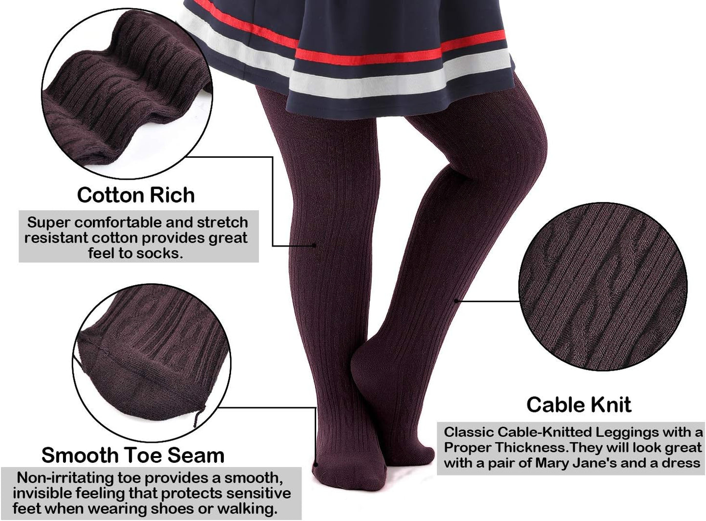 EPEIUS Baby Girl Tights Thick Cable Knit Leggings Stockings Cotton Pantyhose for Newborn Infant Toddler 3/4/5/6 Pack