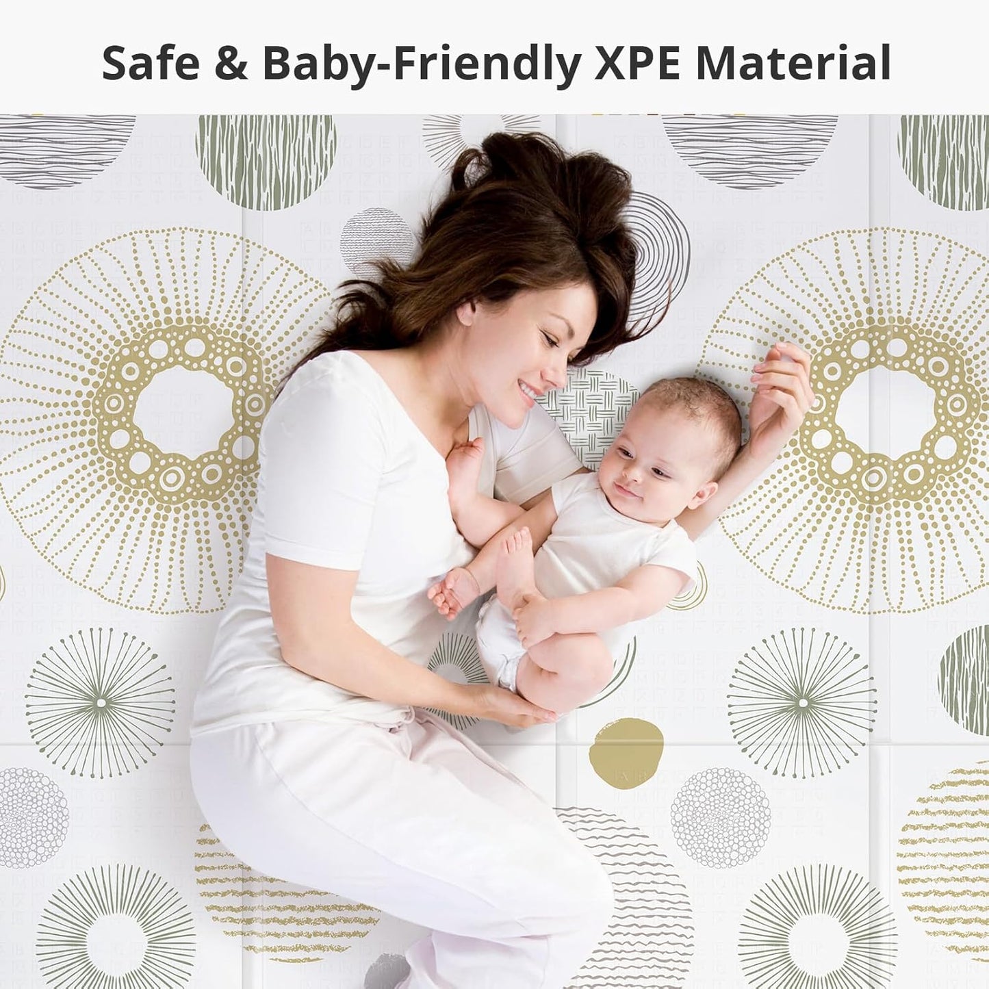 Foldable Baby Play Mat, PIGLOG 50X50 Waterproof Playpen Mat for Babies and Toddlers Kids, Safe Foam Playmat for Tummy Time, Reversible Playmats, Portable Baby Floor Mat for Infant, Toddler, Circle