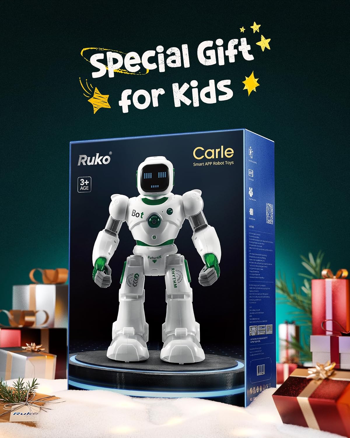 Ruko 1088 Large Robot Toys for Boys, STEM Programmable Remote Control Robot, Electronics Educational Birthday for Kids 4 5 6 7 8 Year Old, Green