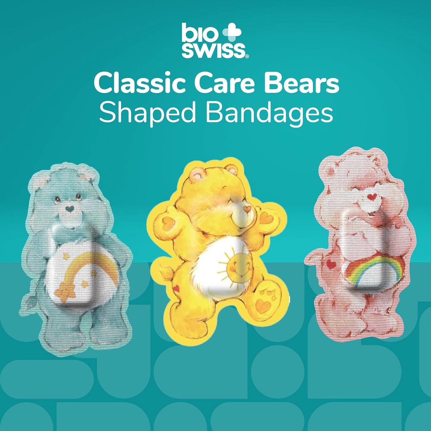 BioSwiss Care Bears Bandages, Classic Care Bear Shaped Self Adhesive Bandage, Latex Free Sterile Wound Care, Fun First Aid Kit Supplies for Kids, 24 Count