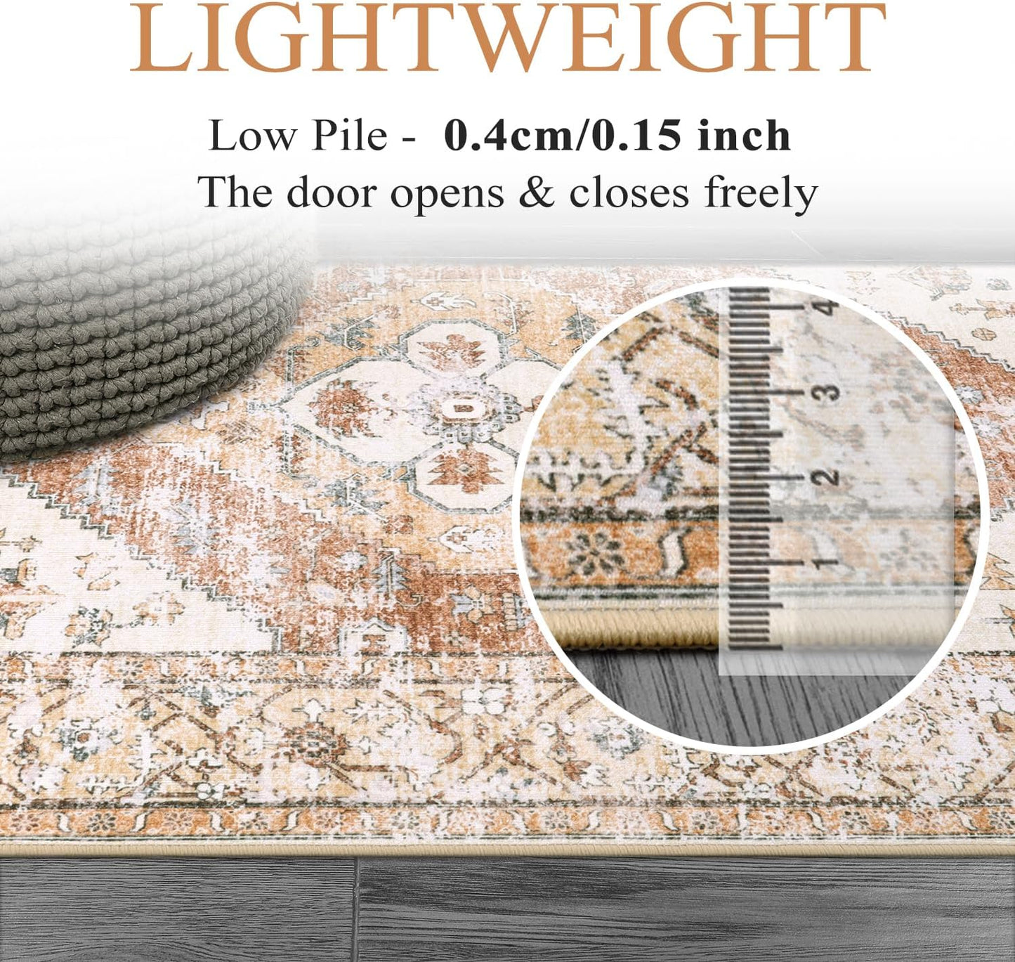 Lahome Washable Living Room Area Rugs 8x10 - Boho Ultra-Thin Non-Slip Bedroom Rug 8x10 Under Bed, Farmhouse Neutral Print Floor Carpet for Dining Room Office (Taupe,8'x10')