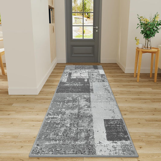LOCHAS Washable Runner Rugs for Hallway, 2x6 Non Sip Soft Rug for Bedroom Entryway Kitchen Laundry Room, Long Abstract Carpet for Indoor Floor Bedside, Geometric Vintage Home Decor, Pet & kid Friendly