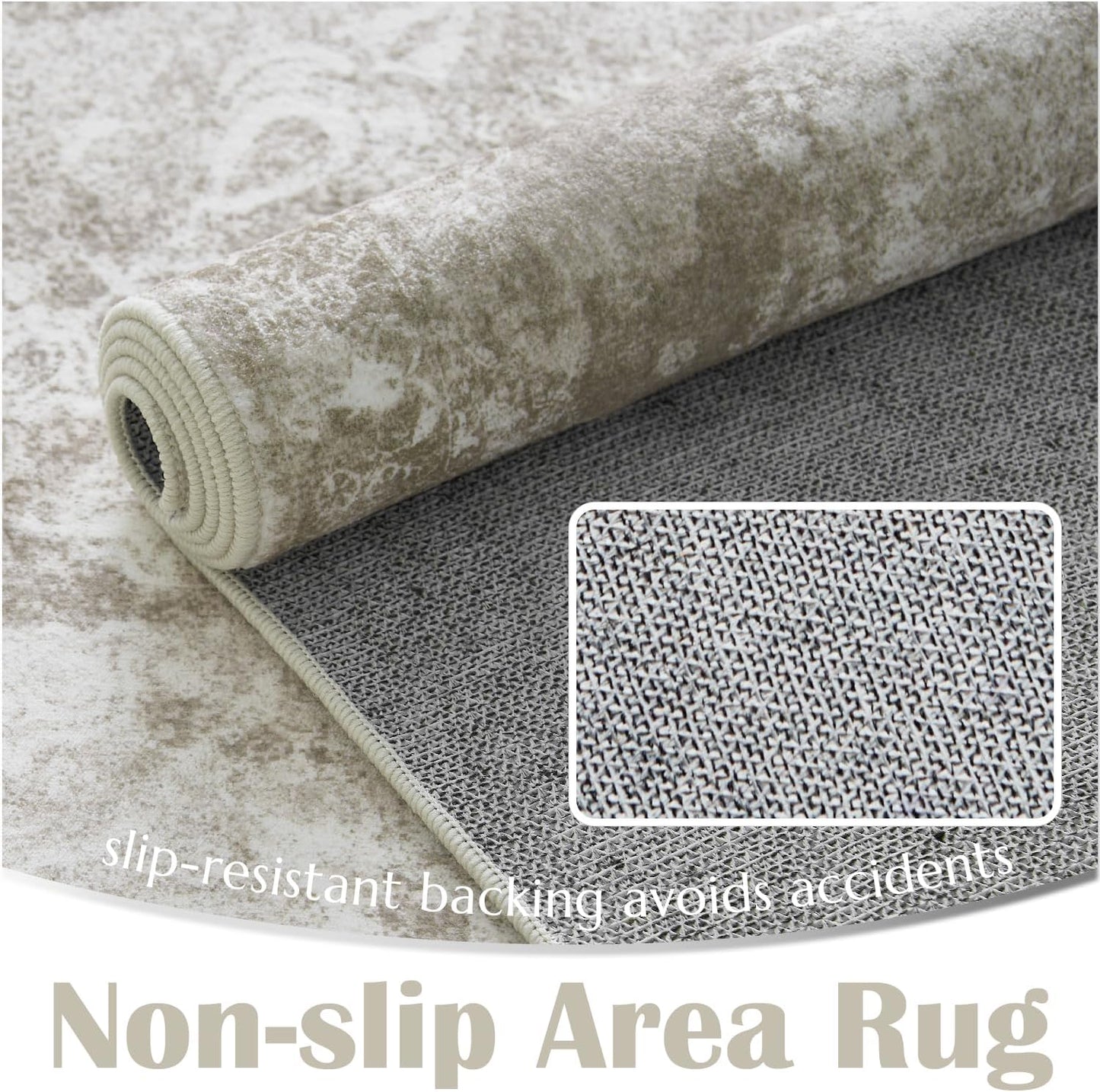 jinchan Vintage Floral Runner Rug 2x5 - Machine Washable Distressed Design Non-Slip Low-Pile Soft Thin Carpet for Hallway Kitchen Farmhouse Bedroom Entryway Laundry Room (2x5ft,Brown)