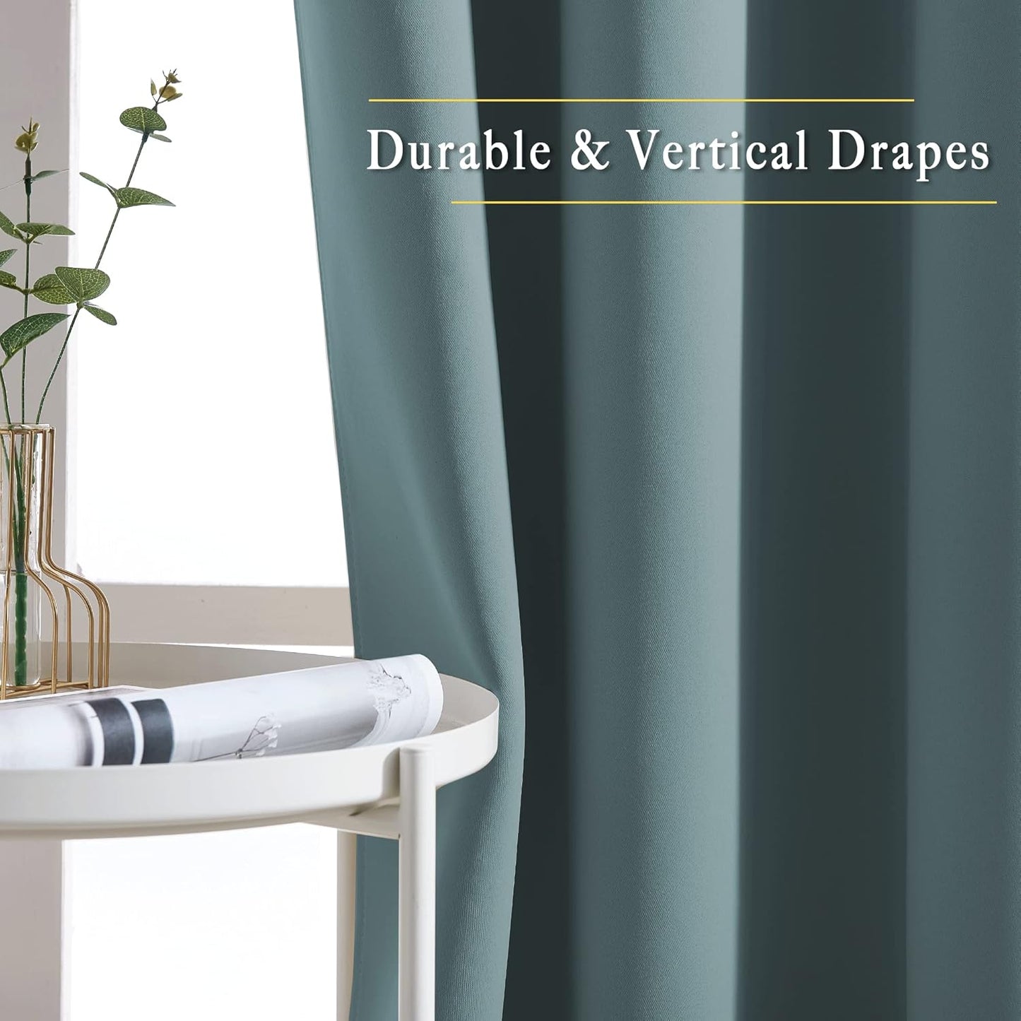 NICETOWN Blackout Living Room Curtains Extra Wide, Triple Weave Grommet Top Thermal Insulated Window Treatment Light Blocking Panels for Patio/Porch (Greyish Blue, W80 x L84, Set of 2)