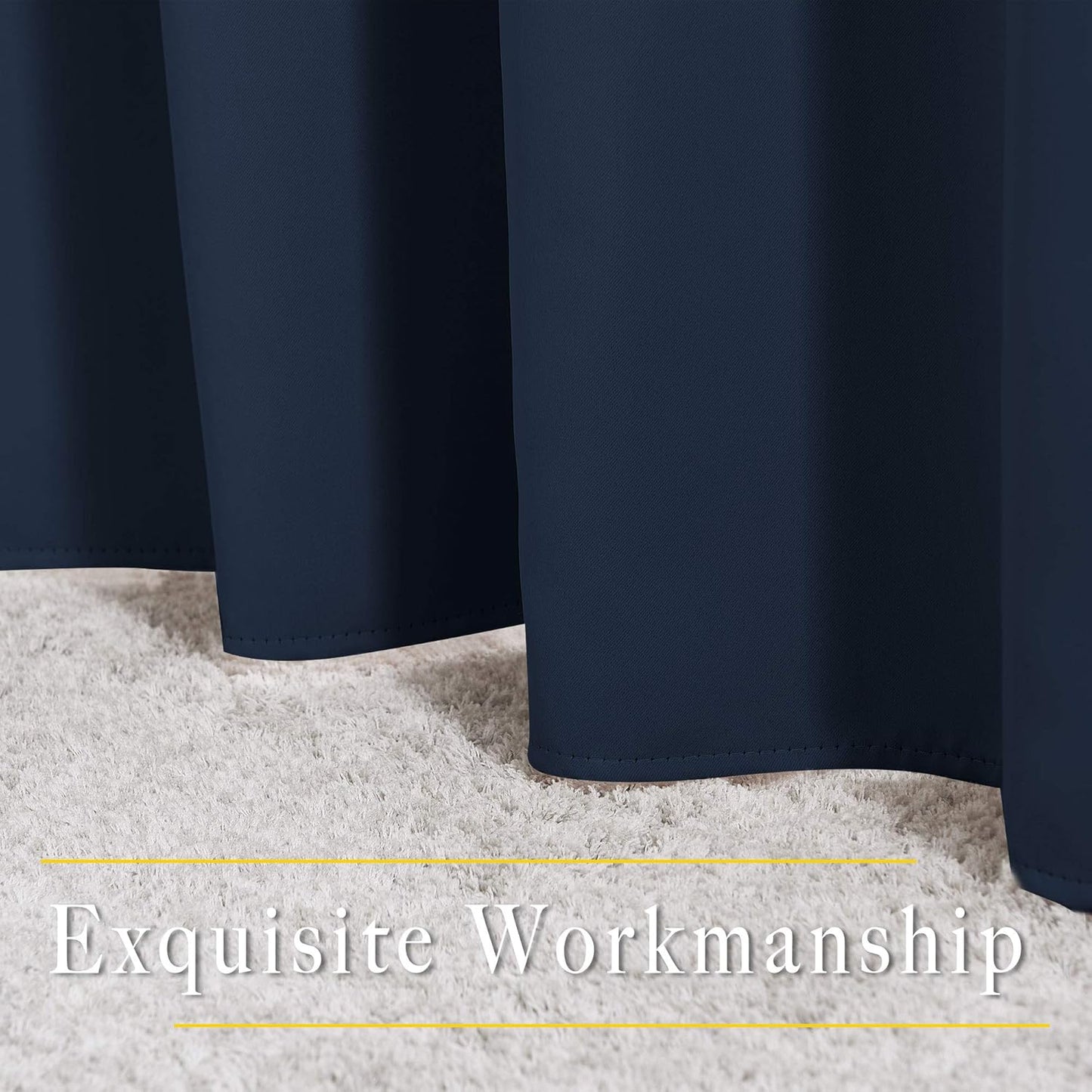 NICETOWN Blackout Living Room Curtains 102 inches Long - Grommet Thermal Insulated Window Drapes Room Divider Blinds Sound Reducing (W66 x L102, Navy, 2 Pieces)