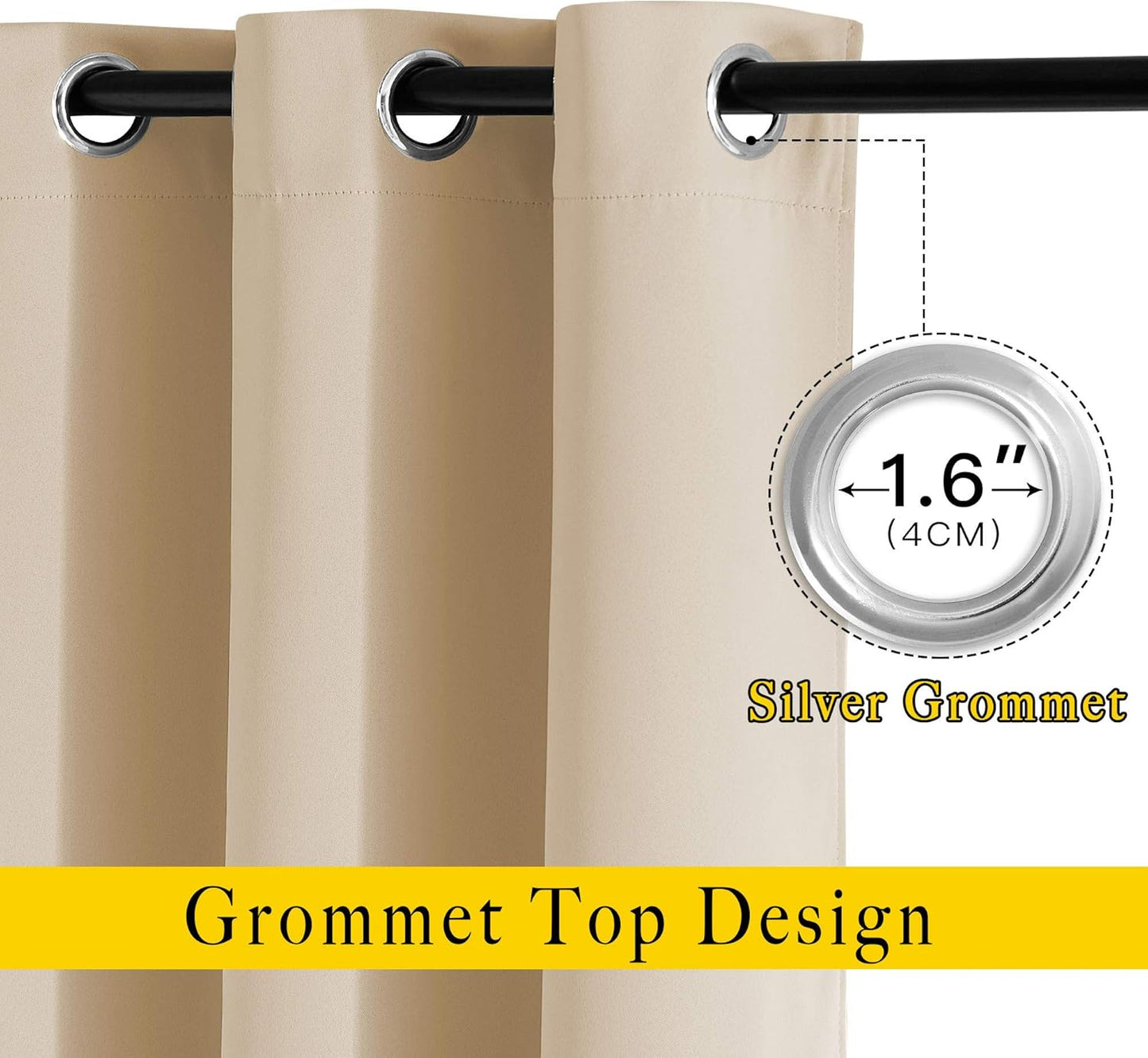NICETOWN Blackout Draperies Curtains Panels - Window Treatment Thermal Insulated Solid Grommet Blackout Curtains/Panels/Drapes for Bedroom (Biscotti Beige, Set of 2, 46 by 90 Inch)