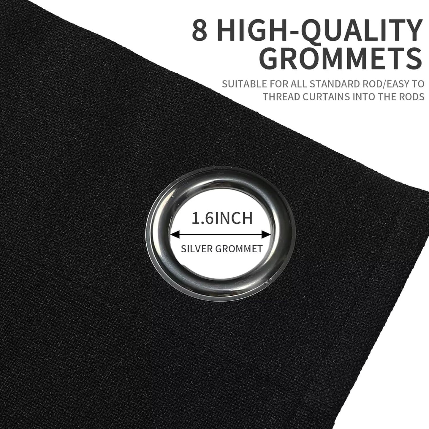 Joydeco Black Blackout Curtains 120 Inches Long, Extra Long Curtains 120 Inch Length 1 Panel for Bedroom, Thermal Insulated Linen Black Out Curtains with Grommets(100x120, Black)