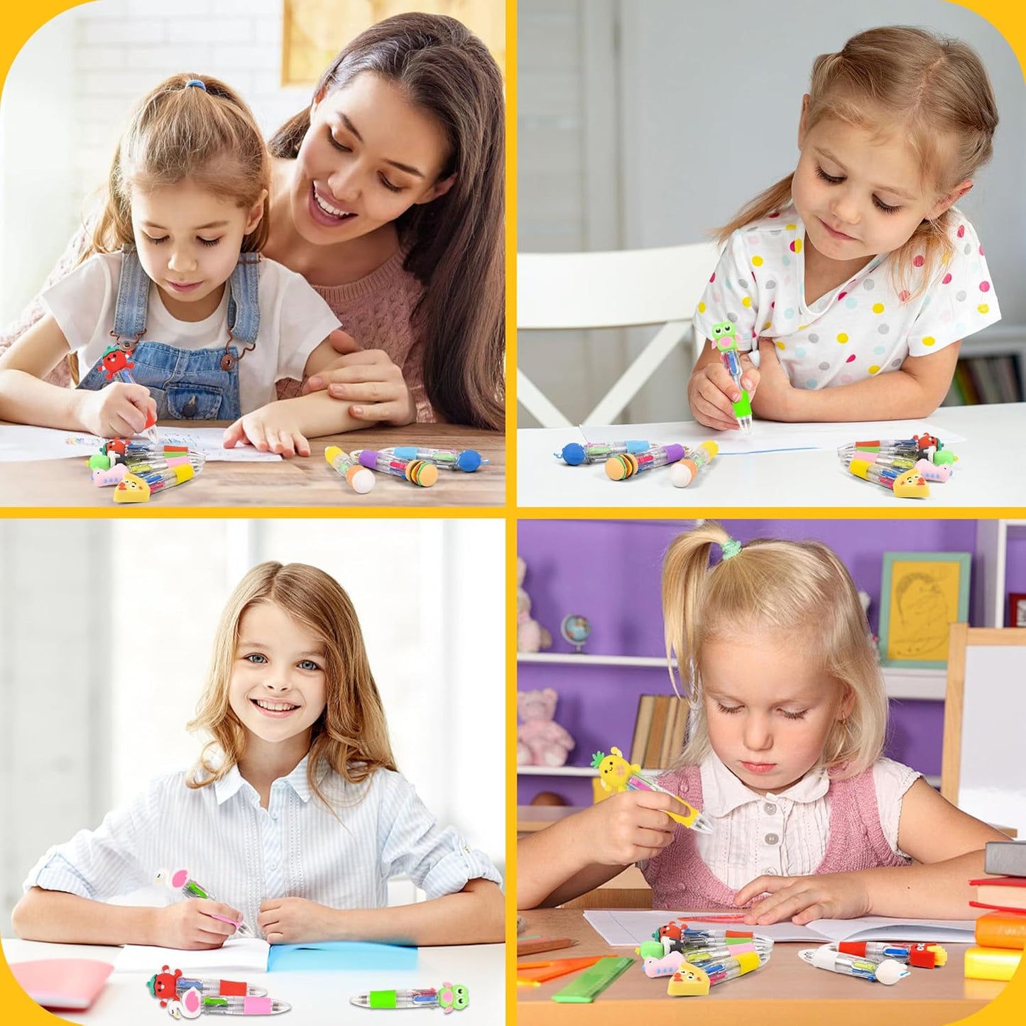 LiYiQ 25 Pcs Multicolor Pen in One Fun 4-in-1 Cute Pens Bulk Kawaii Cool Ballpoint Pens for Kids Fun Gifts (25)