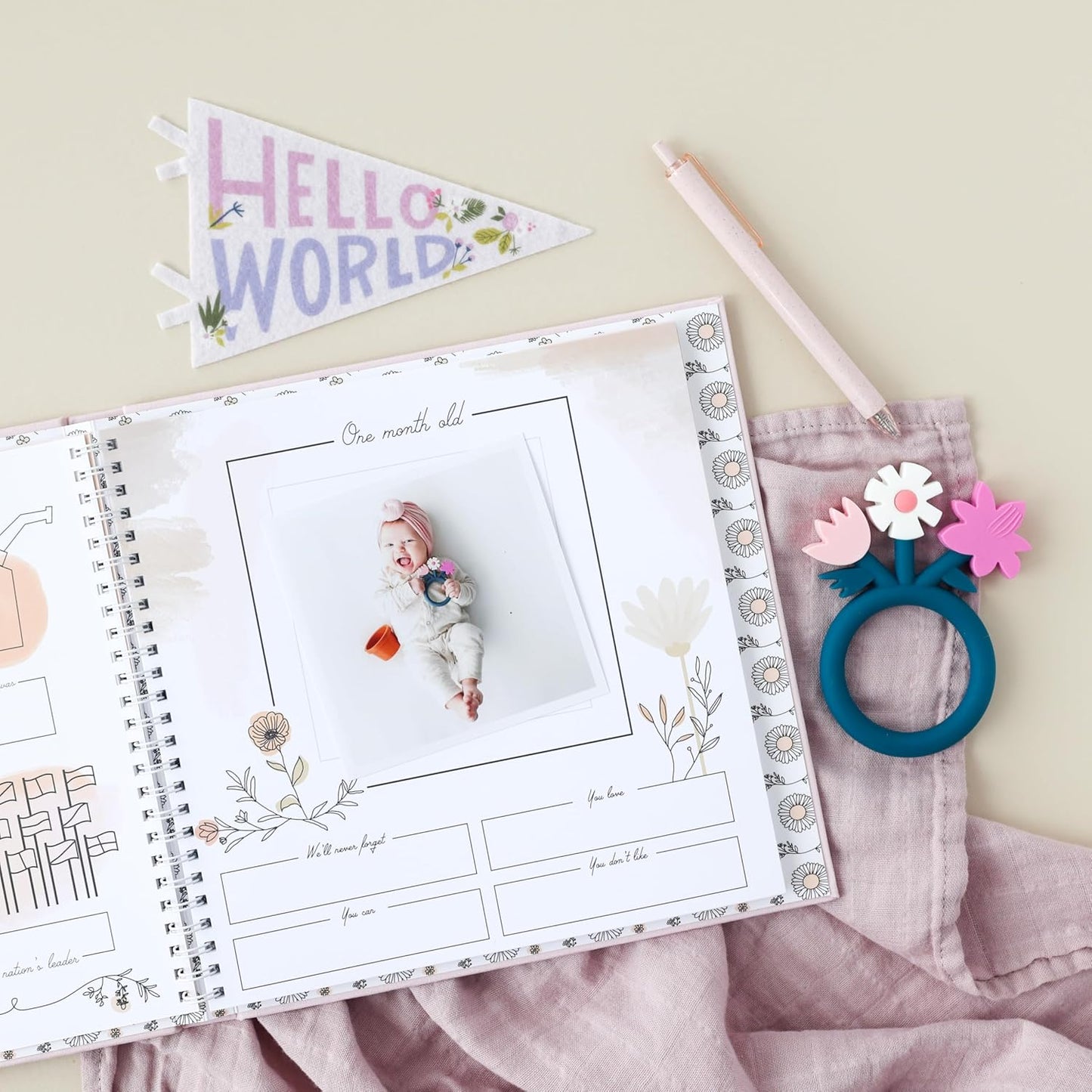 Lucy Darling Petit Milestone Pennants – Baby Monthly Milestone Pennant Flags – Newborn Photo Props & Felt Nursery Decor – Keepsake Banner Set for Baby Photos – Little Artist