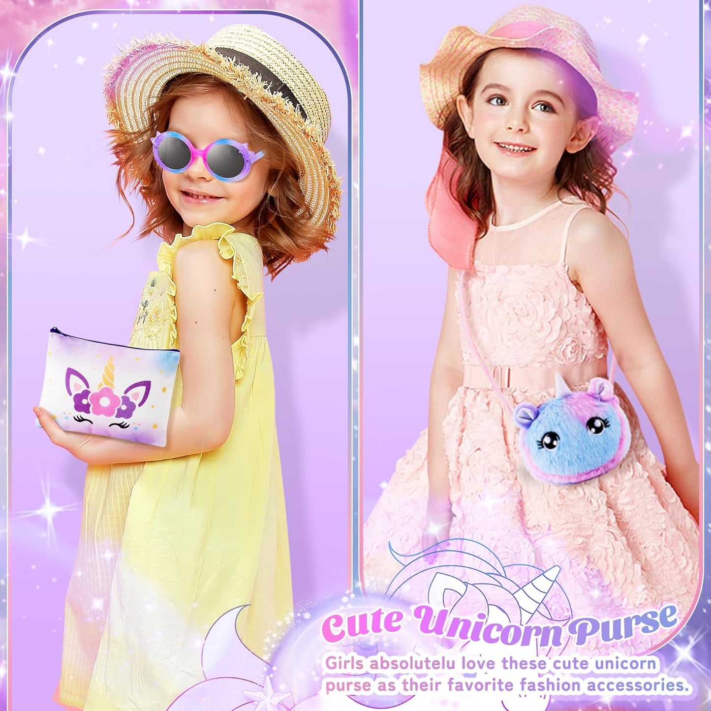 Unicorns Gifts for Girls Kids Toys 3 4 5 6 7 8 9 10 Years Old with LCD Writing Tablet/Glowing Blanket/Unicorn Bracelet/Eye Mask/Crossbody Bag/ 12PCS Purple Teen Girl Birthday Christmas Unicorn Toy