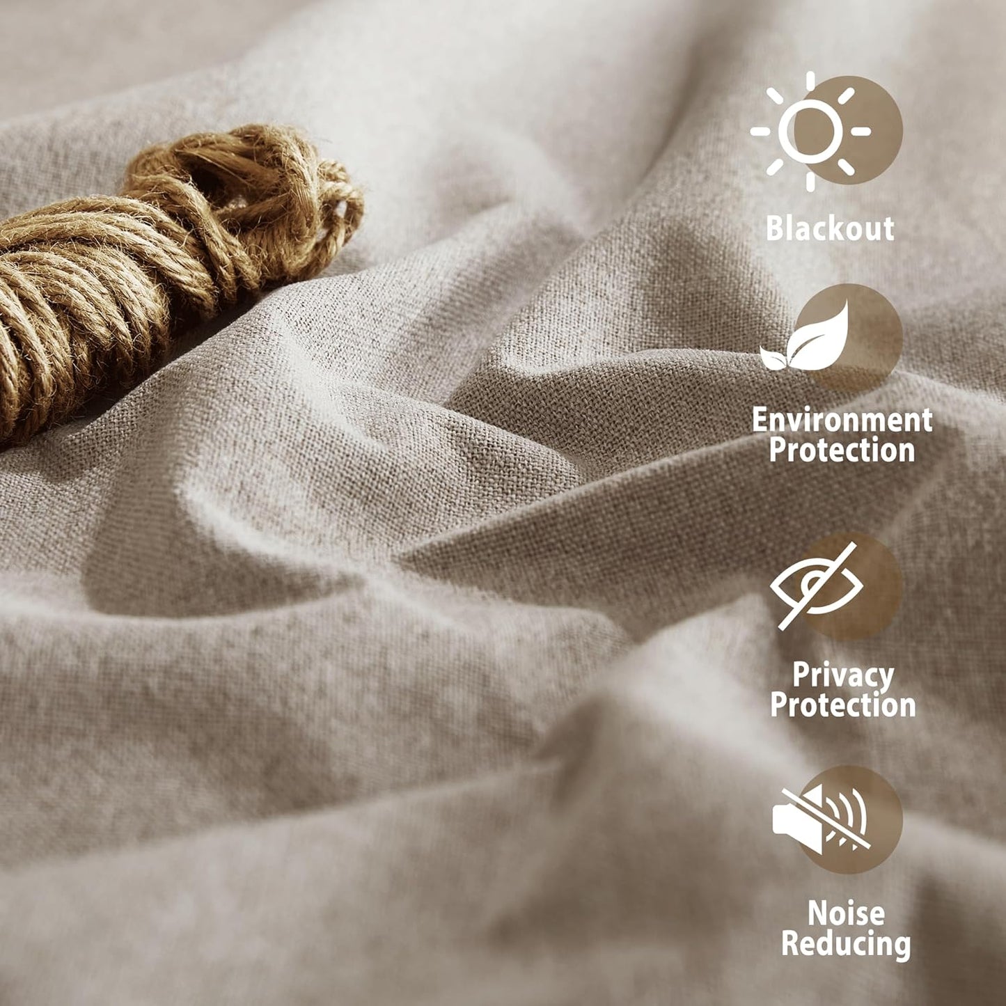 NICETOWN Bedroom Curtains, Vintage Open Faux Linen Weave Flax Thermal 100% Blackout Drapes 84" Long for Living Room, Soundproof Window Treatment Drapes for Hall Room, 52" Wide Per Panel, Set of 2