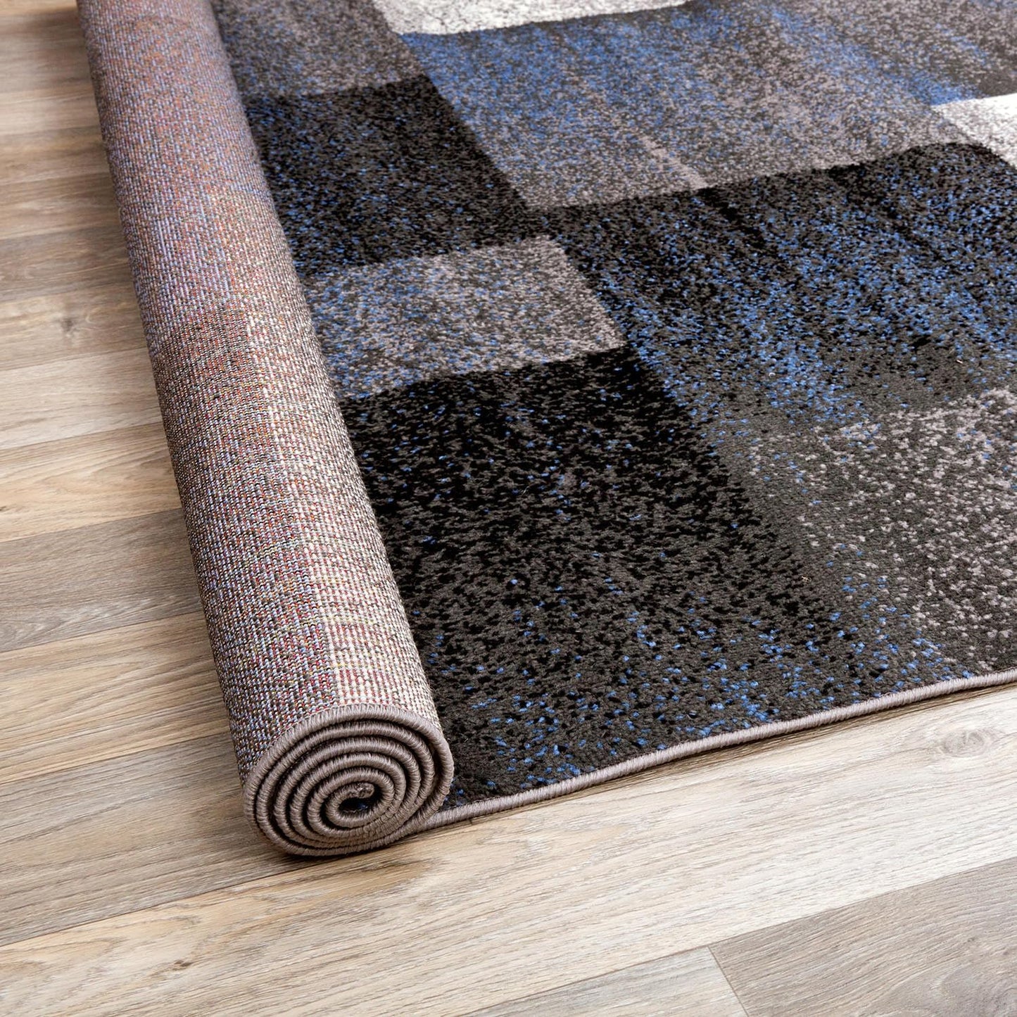 Rugshop Modern Distressed Boxes Runner Rug 2' x 7' Blue