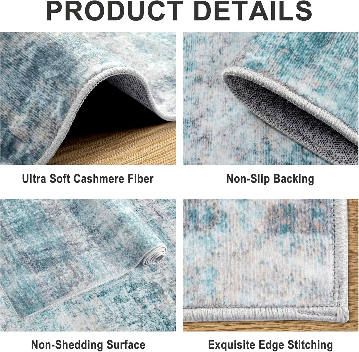 Area Rugs 9x12 Living Room - Washable Rug Modern Abstract Soft Large Neutral Non-Slip Carpet Indoor Floor Thin Carpets for Bedroom Dining Room Farmhouse Nursery Home Office Green