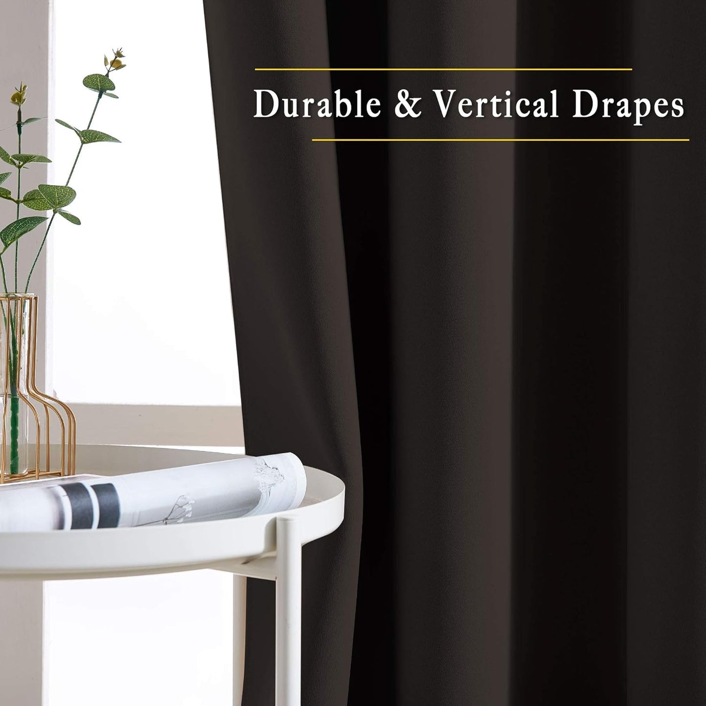 NICETOWN Blackout Curtains for Windows 54 inch Length - Solid Thermal Insulated Grommet Light Reducing Panels Window Treatment for Living Room (Toffee Brown, 2 Panels = 92" Wide)