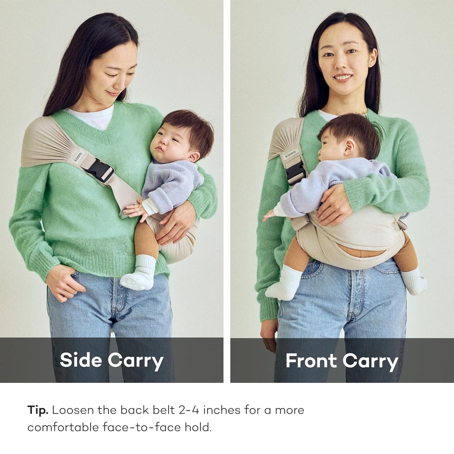 Konny Baby Carrier Hip Seat, Dual Support IHDI Certified with Two Safety Pads, Adjustable Wraps Sling Wearable One Size Fits All, Baby Essentials for 6 to 48 Months up to 44 lbs -Pink