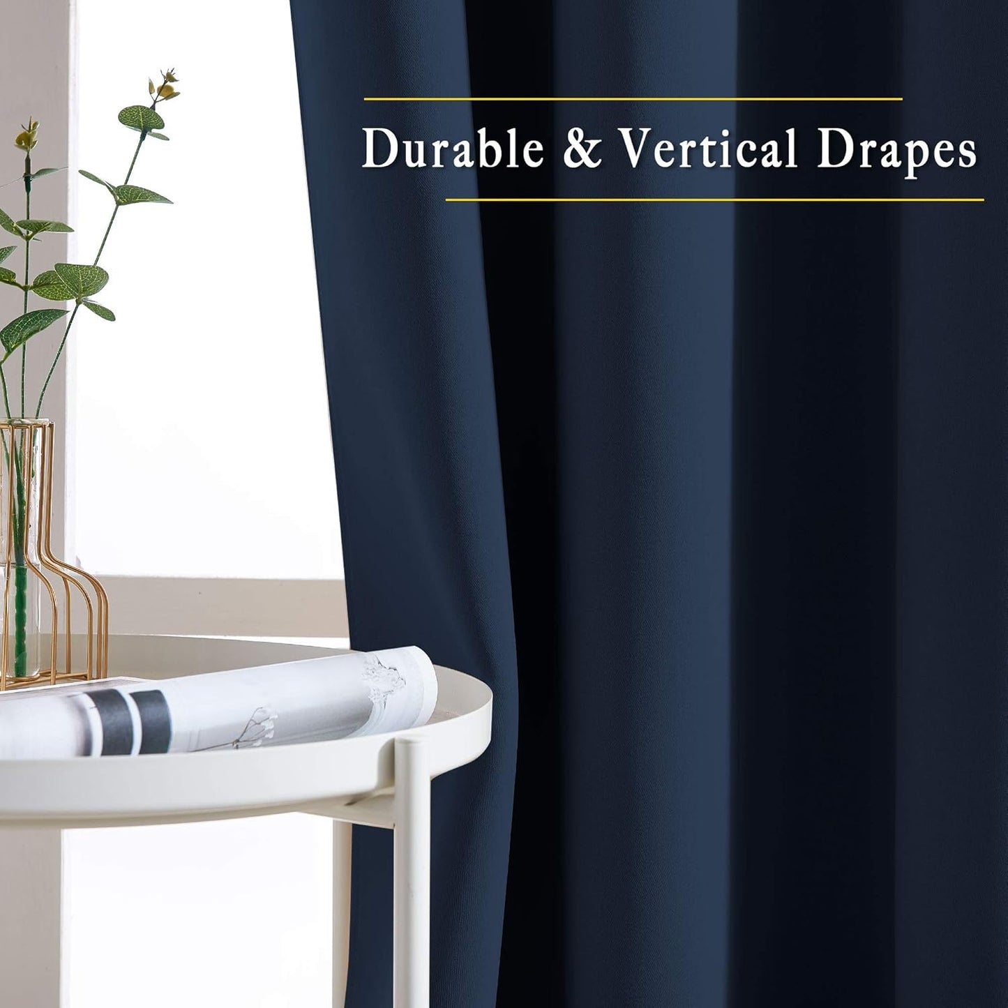 NICETOWN Navy Blue Blackout Curtains 102 inch Length, Grommet Energy Saving Thermal Drapes Sound Reducing Heat Blocking Window Treatments for Living Room, 2 Panels, W52 x L102