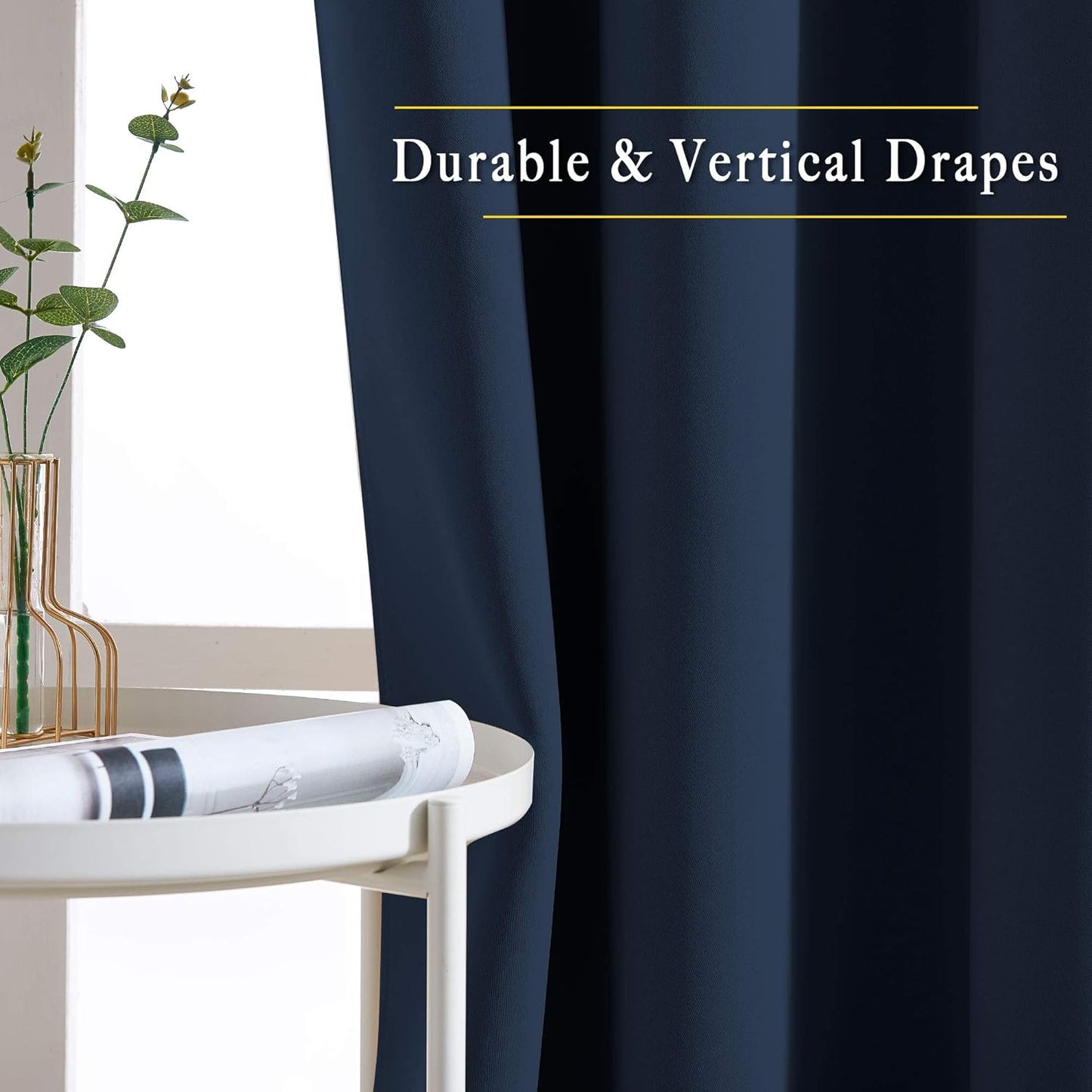 NICETOWN Blackout Room Divider Curtains 118 inches Long, Grommet Thermal Window Treatments Sound Reducing Drapes for Sliding Glass Door, Navy Blue, W66 x L118, 2 Pieces