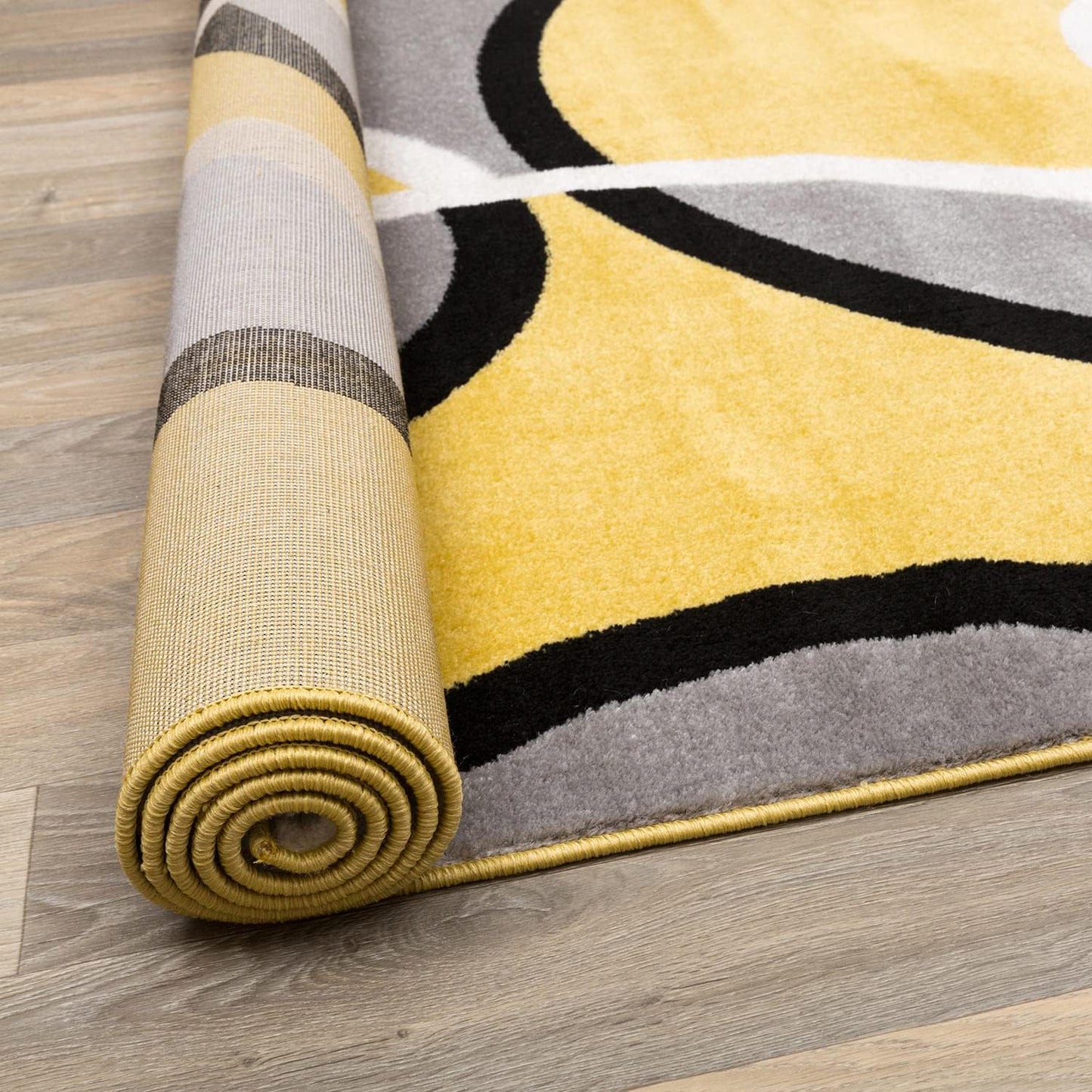 Rugshop Contemporary Abstract Circles Easy Maintenance for Home Office,Living Room,Bedroom,Kitchen Soft Area Rug 7'10" x 10'2" Yellow