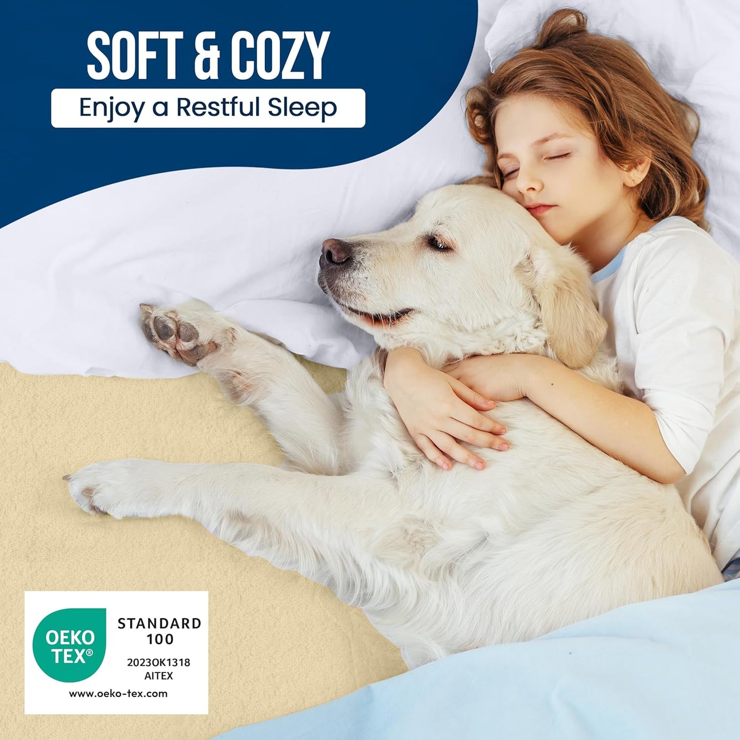 Utopia Bedding Waterproof Mattress Protector King Size, Premium Terry Mattress Cover 200 GSM, Breathable, Fitted Style with Stretchable Pockets (Beige)