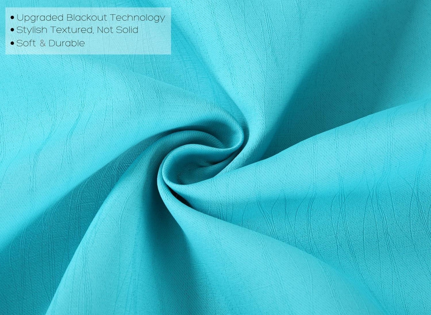 MIUCO Blackout Curtains Room Darkening Curtains Textured Grommet Window Curtains for Bedroom 2 Panels 52x63 Inch Long Turquoise