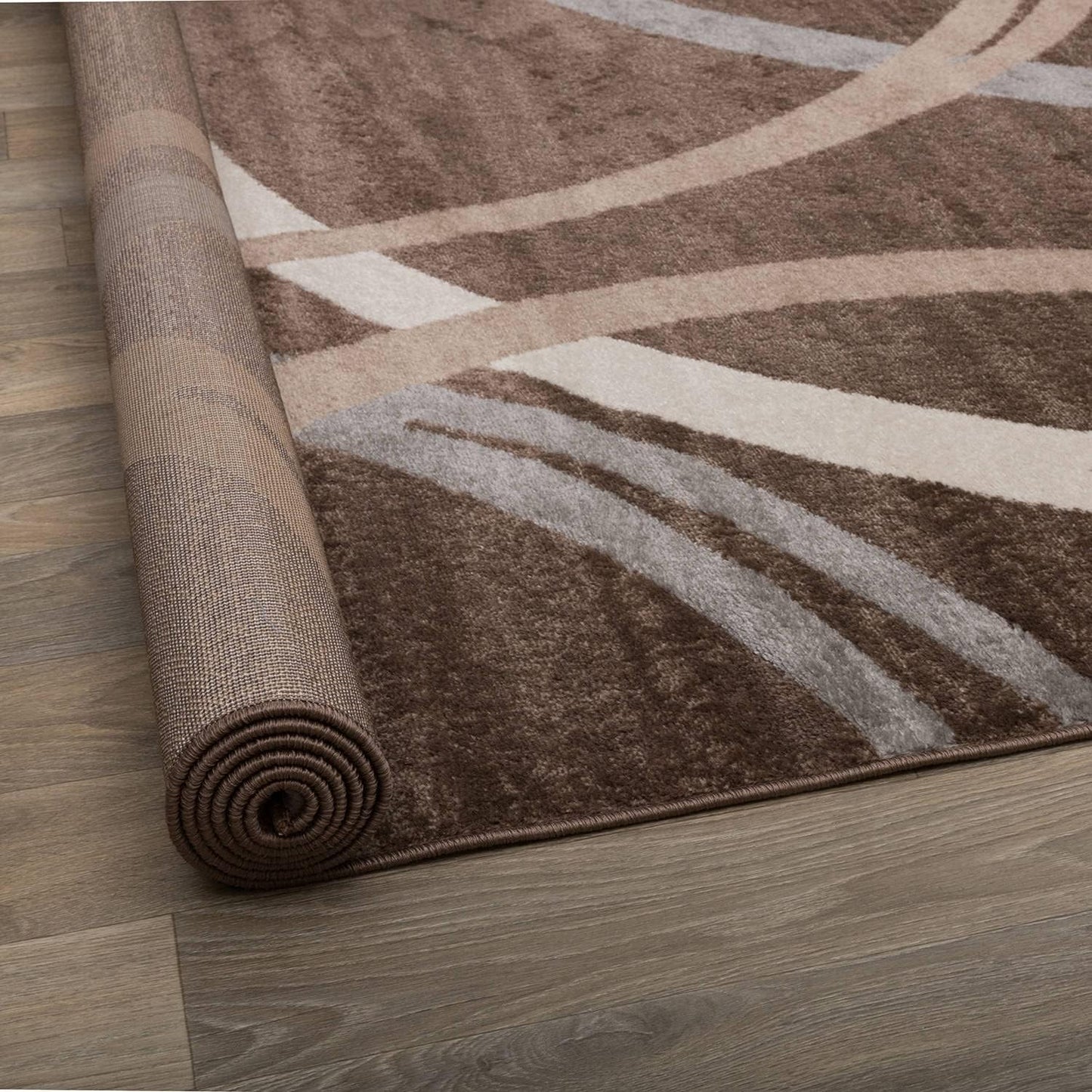 Rugshop Modern Wavy Circles Design Runner Rug 2'7" x 6' Brown