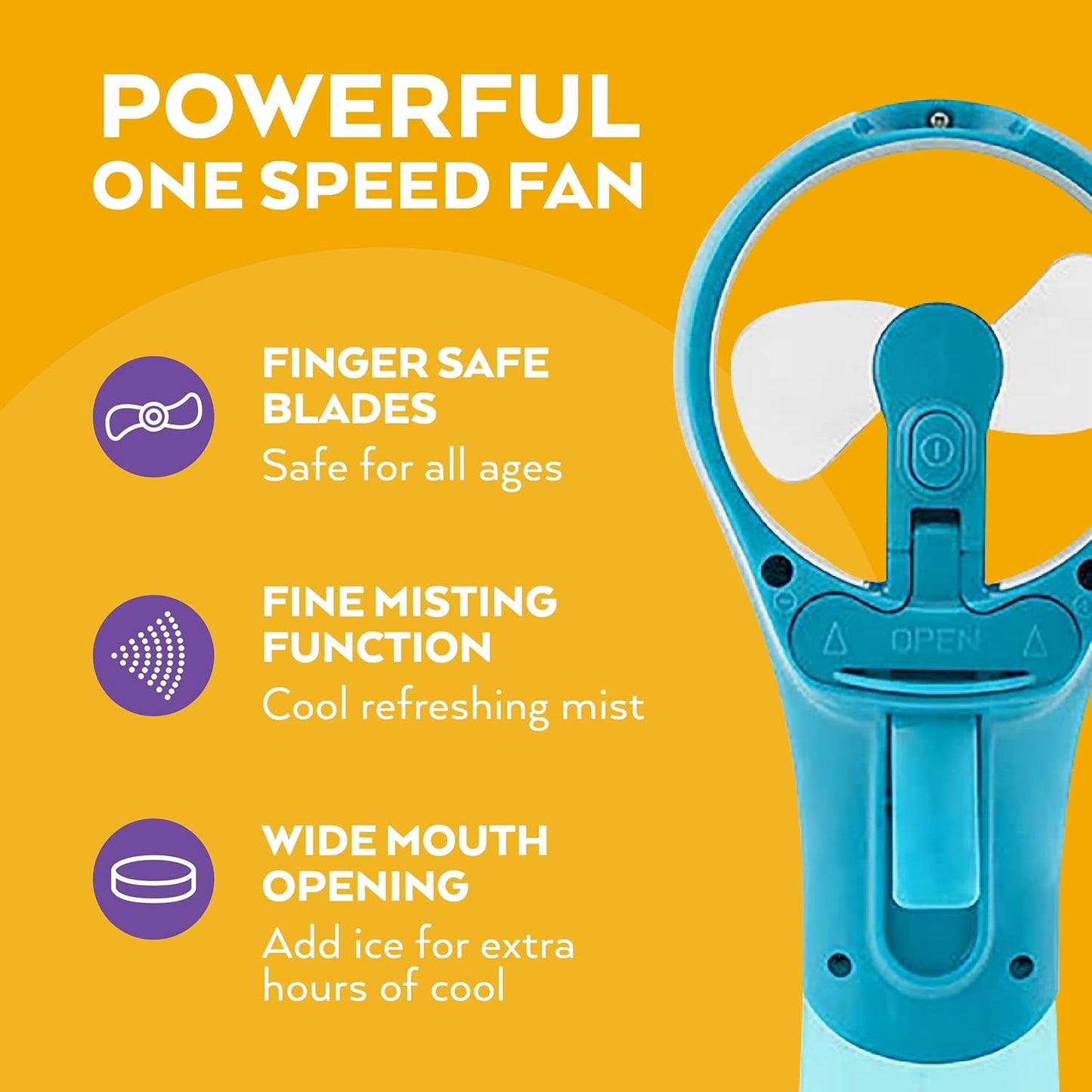 O2COOL Elite Battery Powered Handheld Water Misting Fan (Teal)