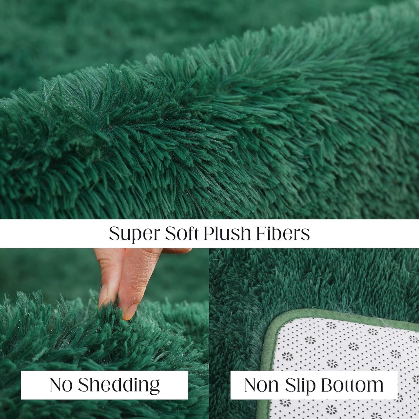 Ultra Soft Area Rug, Fluffy 5x7 Green Rugs for Living Room, Plush Area Rugs for Bedroom, Non-Slip Indoor Carpet for Nursery, Study Room, Kids Room, Room Decor