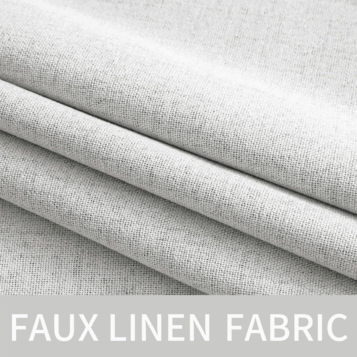 MIULEE 100% Blackout Linen Textured Curtains for Bedroom Solid Thermal Insulated Heathered White Grommet Room Darkening Curtains & Drapes Luxury Decor for Living Room Nursery 52 x 96 Inch (2 Panels)