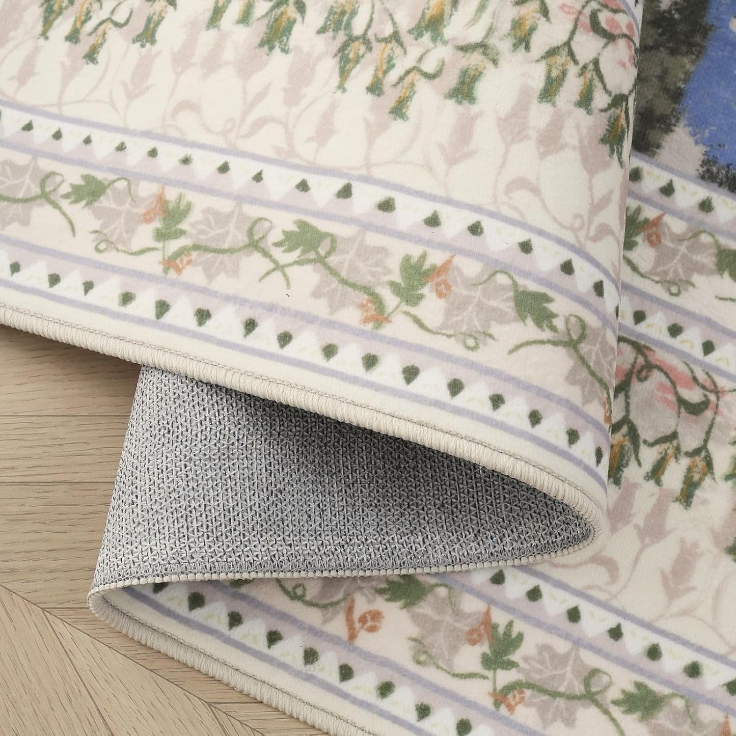 5x7 Area Rugs Impressionist-Style Vintage Washable Area Rug Non Slip Low Pile Large Rugs for Living Room Bedroom Farmhouse Dining Room Kids Playroom, Beige