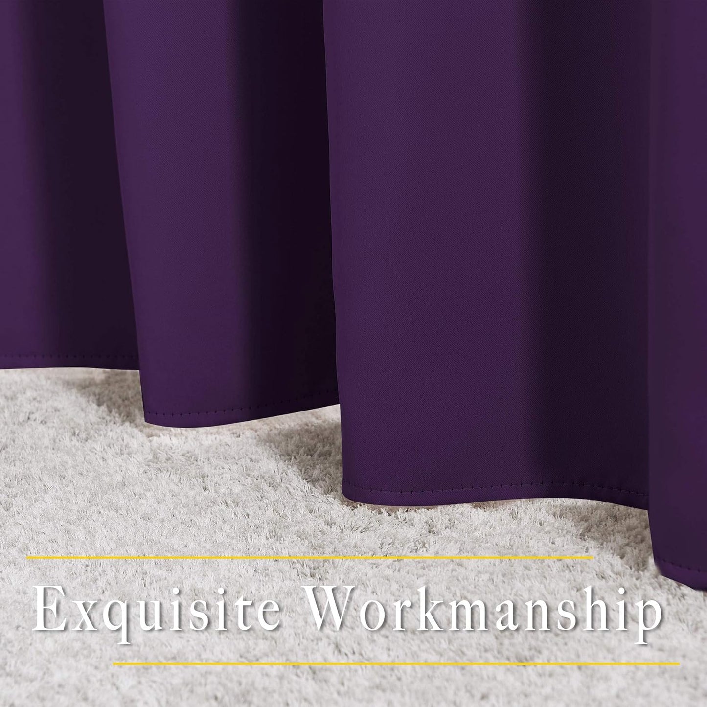 NICETOWN Blackout Royal Purple Curtains 90 inch Length - Triple Weave Energy Saving Thermal Insulated Solid Grommet Blackout Draperies for Bedroom/Living Room (1 Pair, W52 x L90)