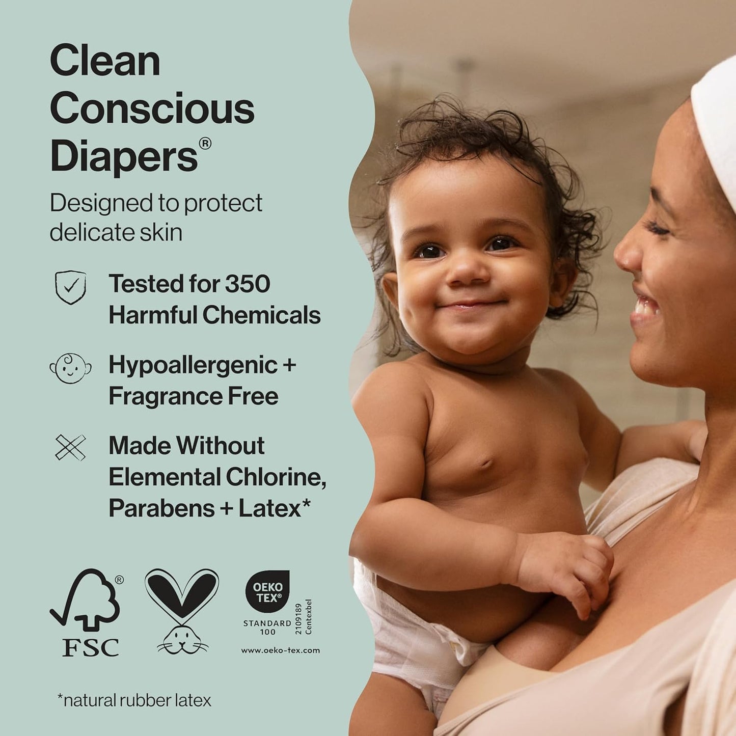 The Honest Company Clean Conscious Diapers for Delicate Skin | Up to 100% Leakproof | Hypoallergenic, Fragrance Free | Girl Prints | Club Box, Size 3 (16-28 lbs), 62 Count (Prints May Vary)