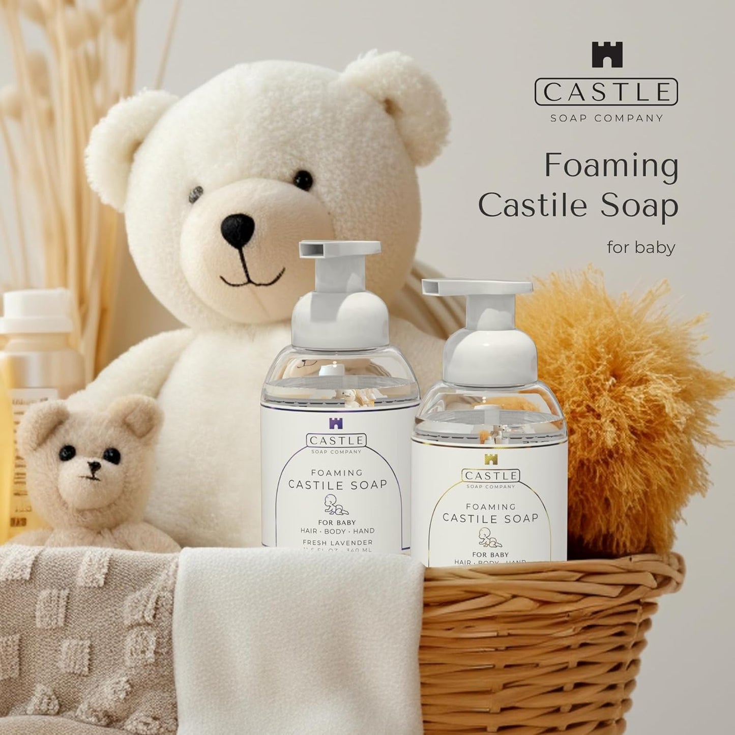 Foaming Baby Castile Soap | 3-In-1 Uses: Hair, Body, Hand | Nourishing Coconut Oil Formula | Formulated For Newborns, Sensitive & Delicate Skin | Hydrating Foam | 11.5 oz | Fresh Lavender