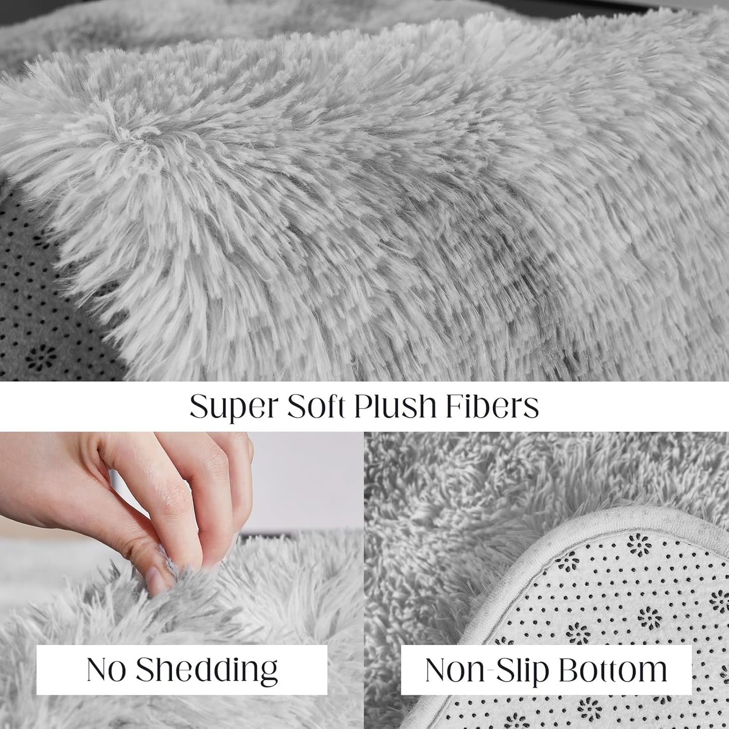 8x10 Area Rugs for Living Room, Ultra Soft Fluffy Rugs for Bedroom, Anti-Skid High Pile Indoor Carpet for Nursery, Study Room, Playroom, Home Decoration, Tie-Dyed Light Grey