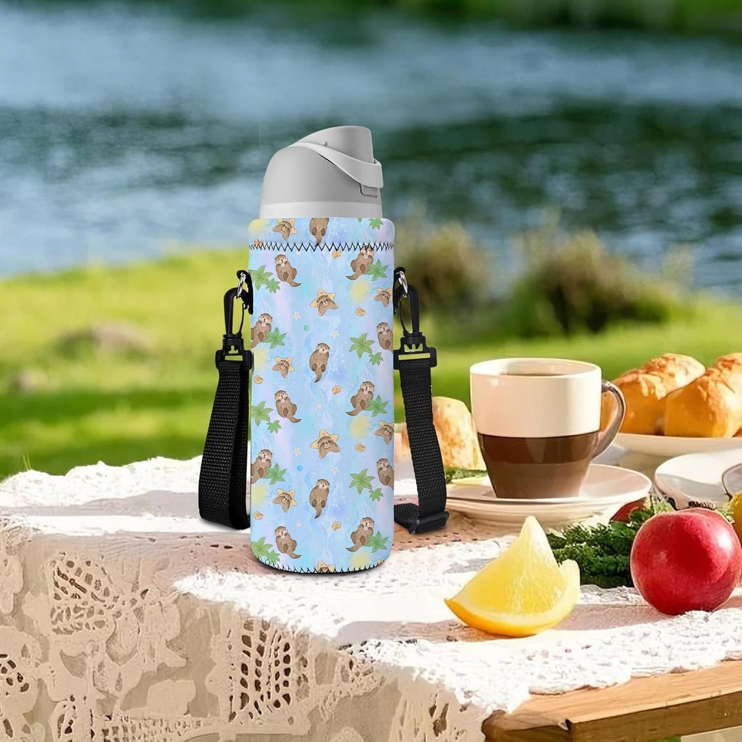 Neoprene Water Bottle Carrier Bag with Adjustable Shoulder Strap for Men Women Walking Hiking,Portable Insulated Holder Case for Stainless Steel/Glass/Plastic Bottles