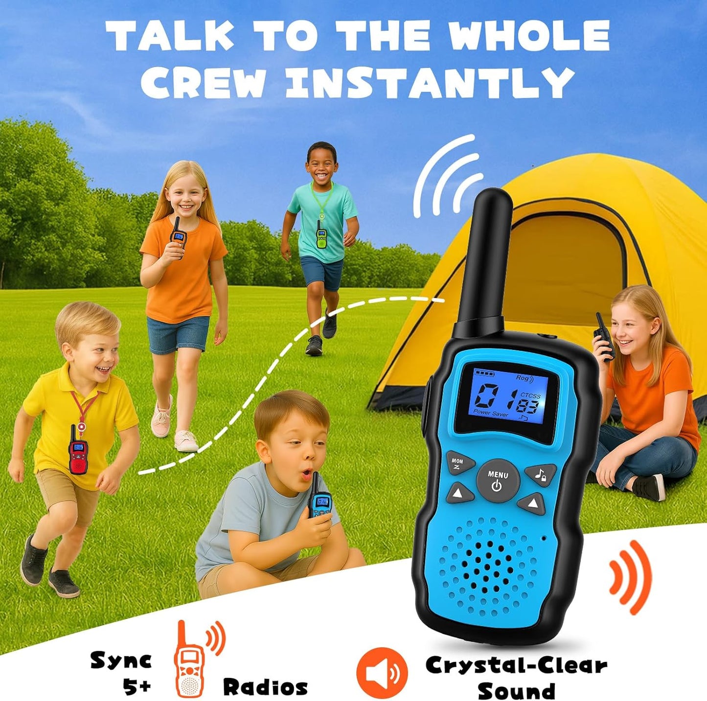 Wishouse Rechargeable Walkie Talkies for Kids Long Range with USB Charger,Outdoor Camping Games with Flashlight Indoor Fun Army Toys for Boys Girls Family,Xmas Birthday Gift for 3-12 Year Old Children