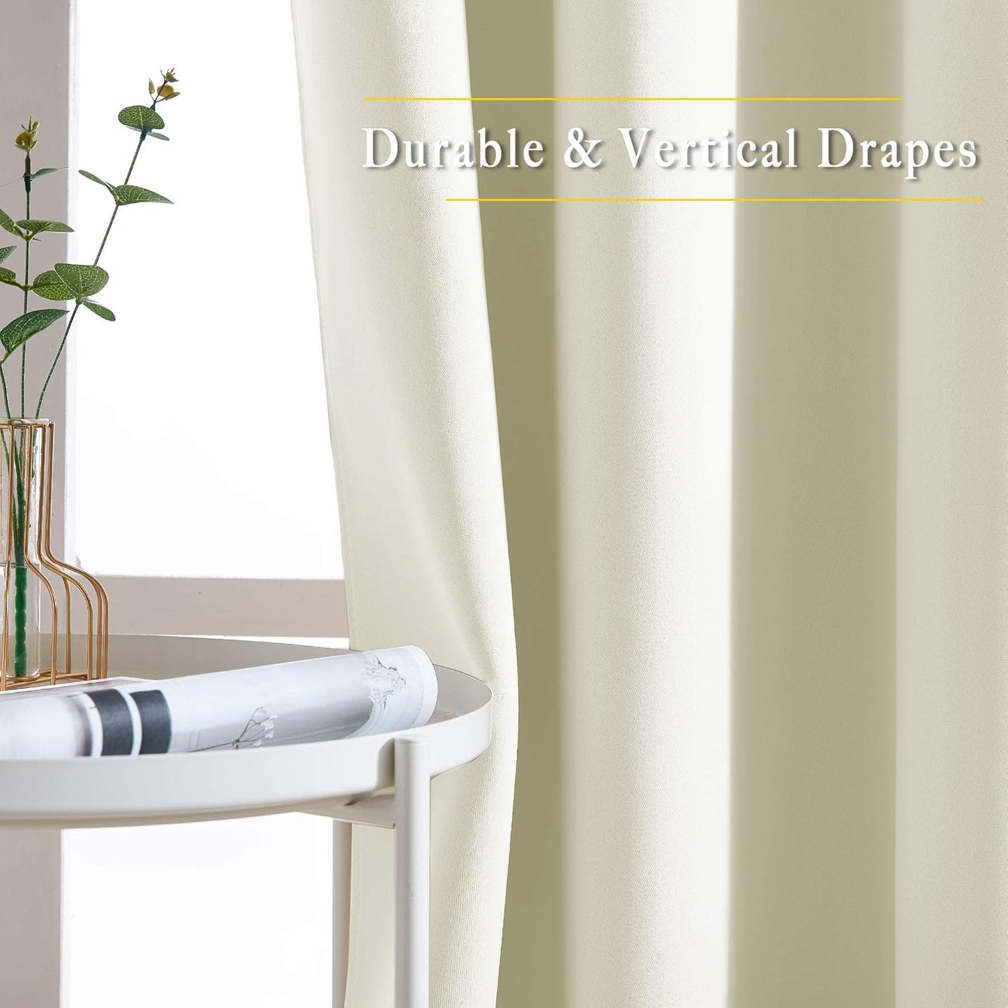 NICETOWN Room Darkening Beige Curtains 102 inches Long 2 Panels, Grommet Thermal Curtains Light & Sound Reducing Window Treatments for Living Room/Bedroom, W66 x L102