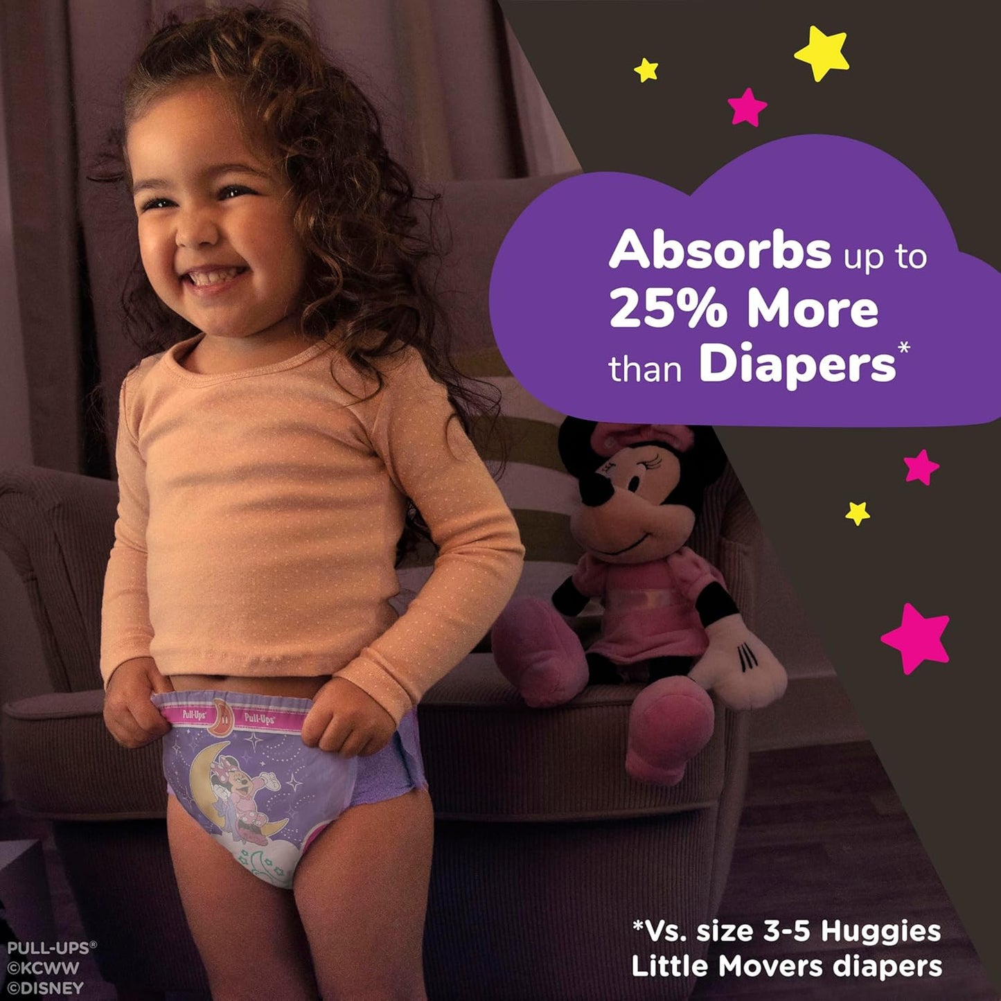 Pull-Ups Girls' Night-Time Potty Training Pants, Size 3T-4T Overnight Training Underwear (32-40 lbs), 72 Ct
